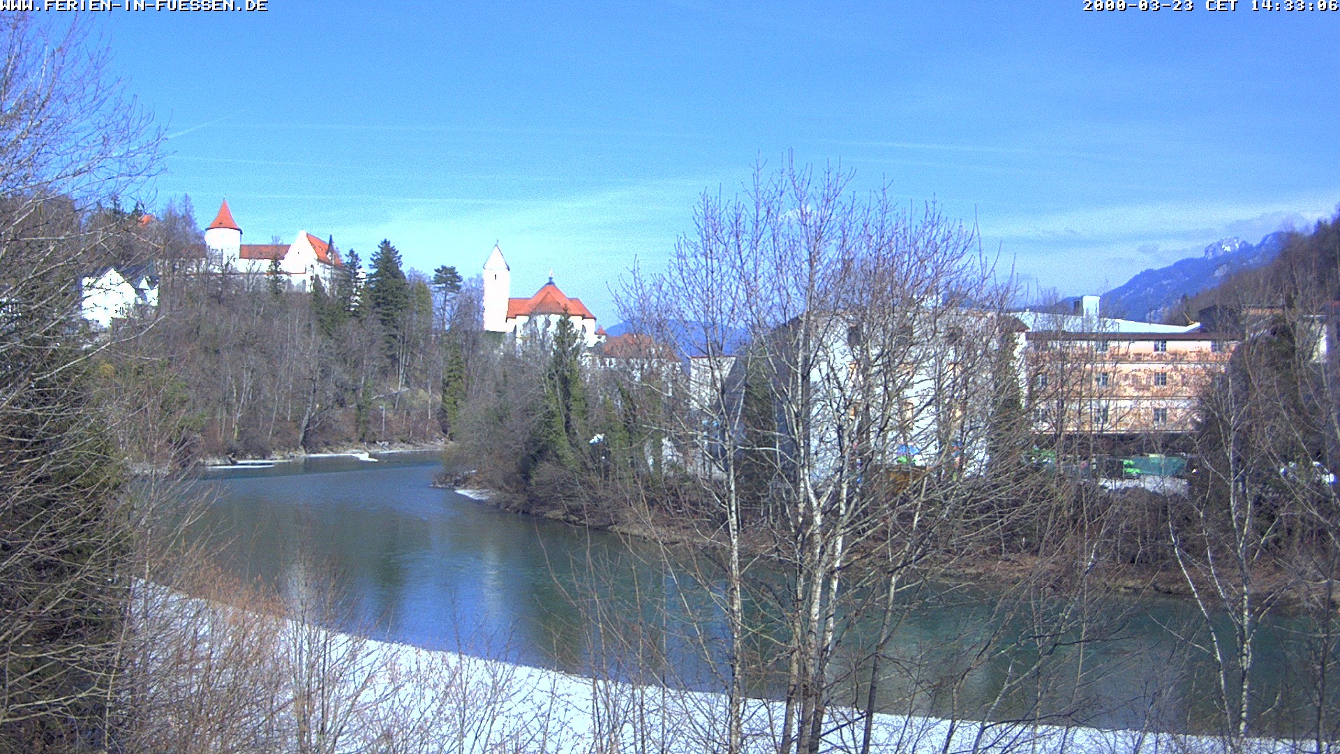 Archiv Foto Webcam Füssen: Blick auf Lech und Hohes Schloss