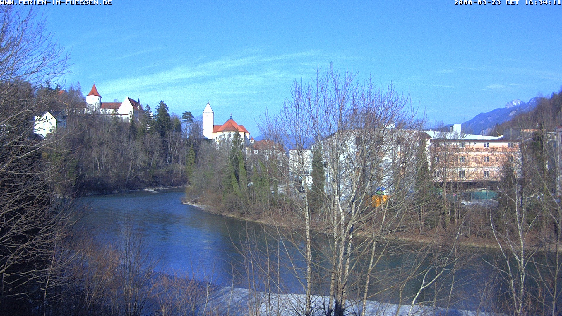 Archiv Foto Webcam Füssen: Blick auf Lech und Hohes Schloss