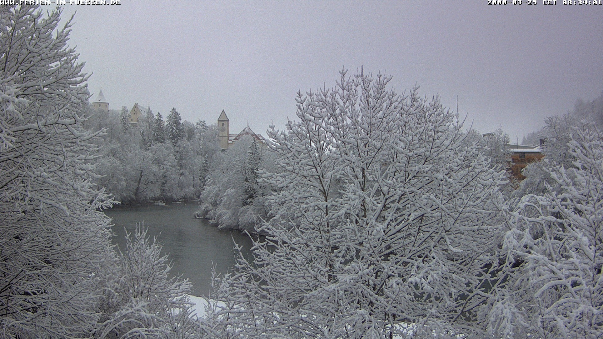 Archiv Foto Webcam Füssen: Blick auf Lech und Hohes Schloss