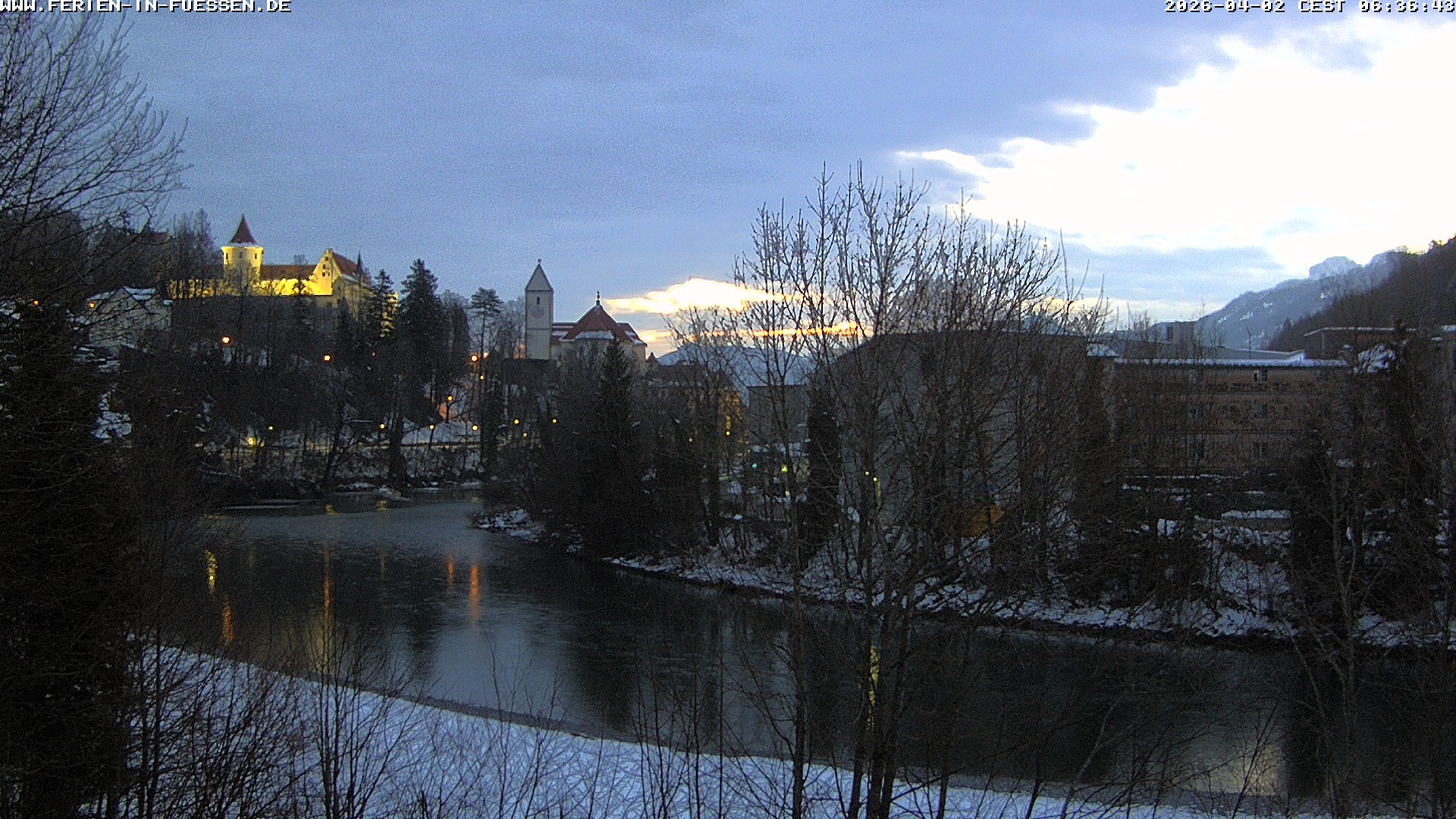 Archiv Foto Webcam Füssen: Blick auf Lech und Hohes Schloss