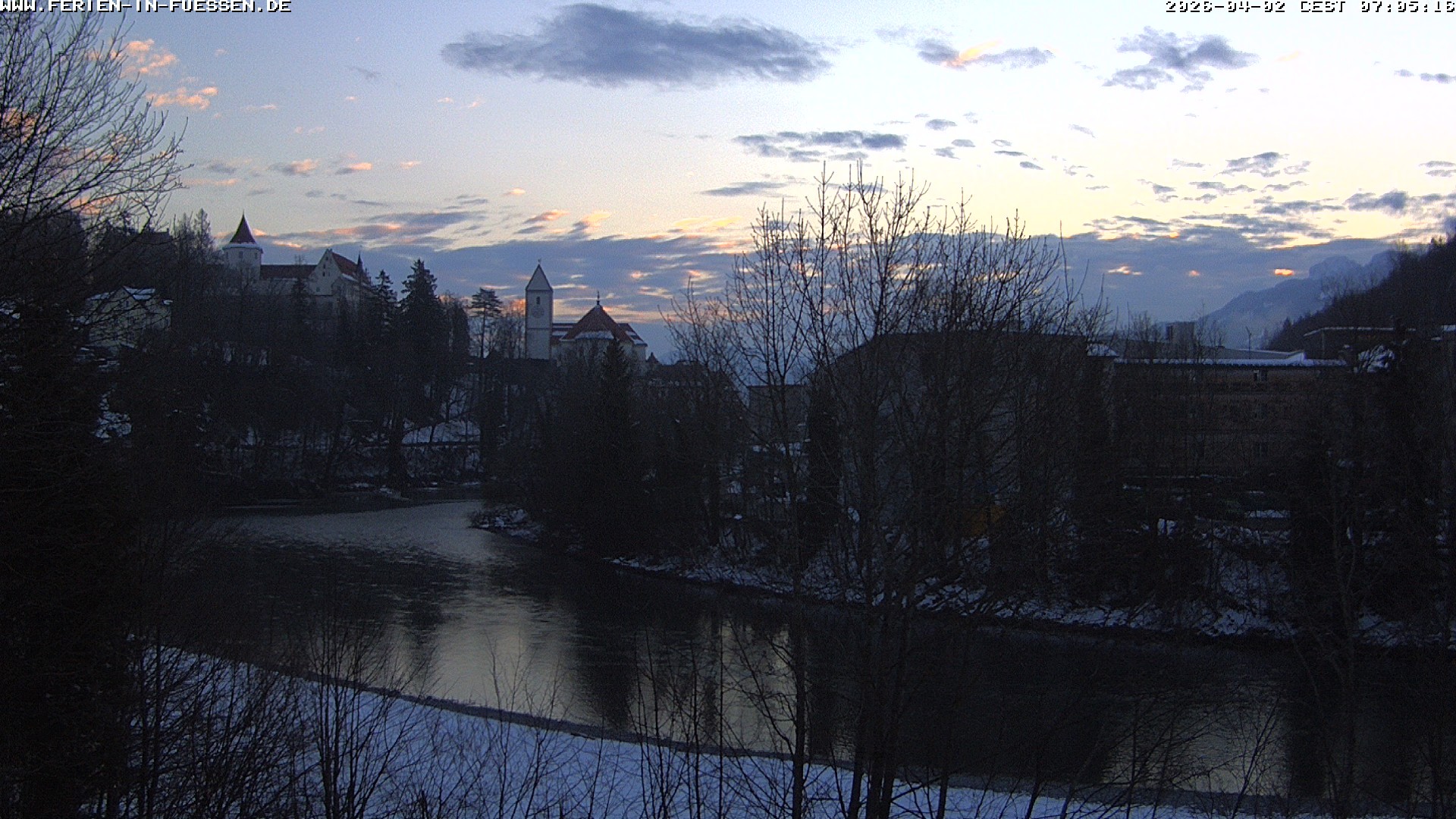 Archiv Foto Webcam Füssen: Blick auf Lech und Hohes Schloss