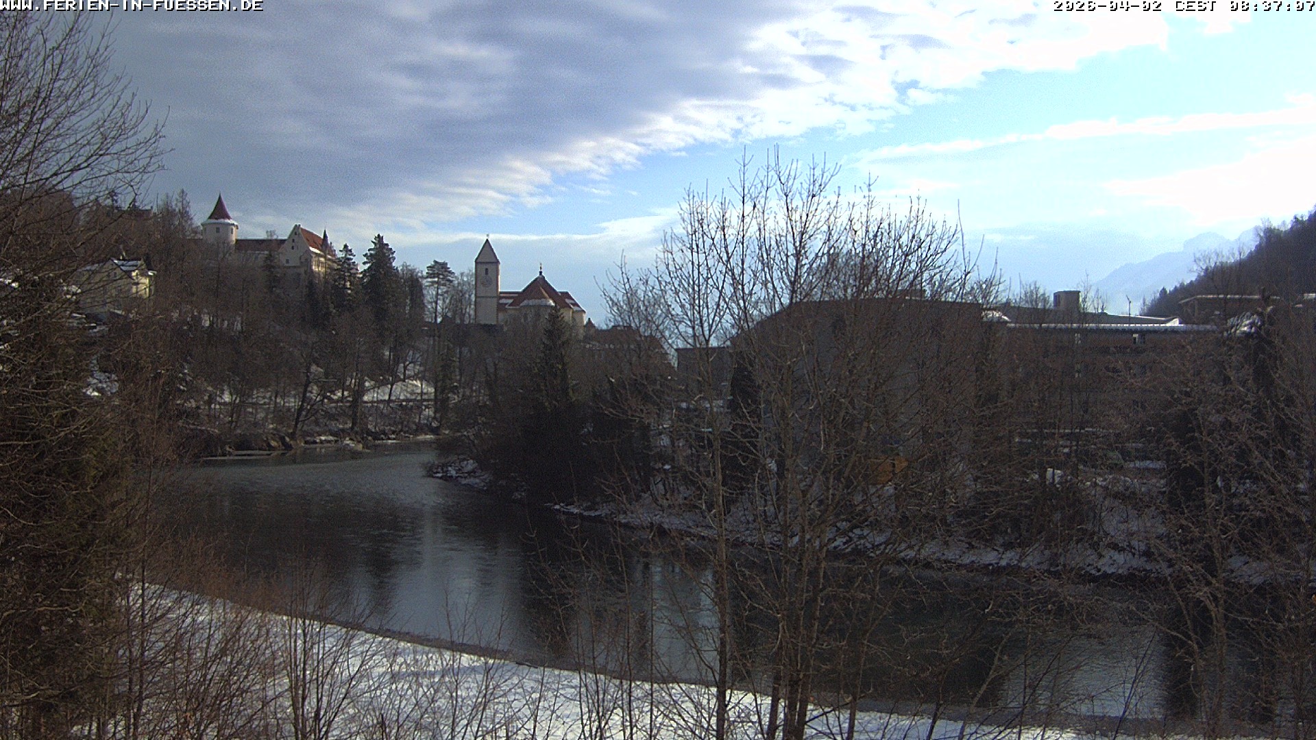 Archiv Foto Webcam Füssen: Blick auf Lech und Hohes Schloss