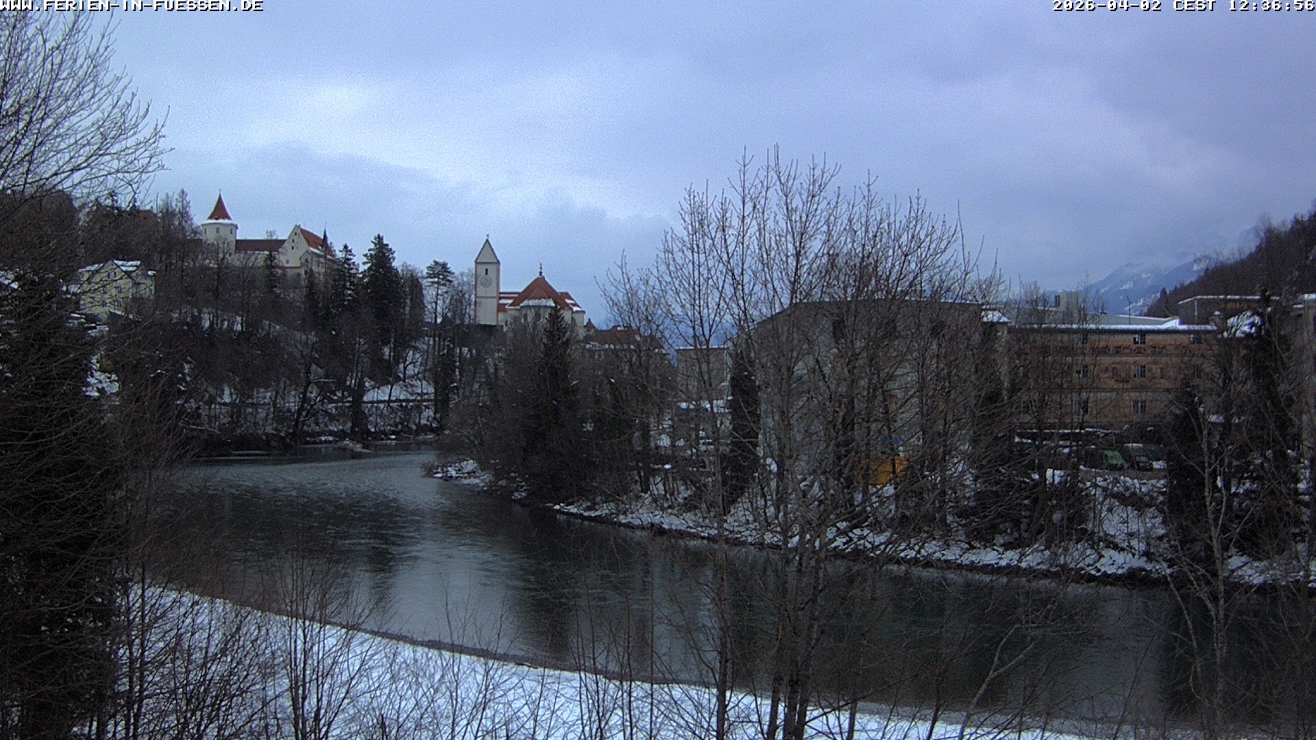 Archiv Foto Webcam Füssen: Blick auf Lech und Hohes Schloss
