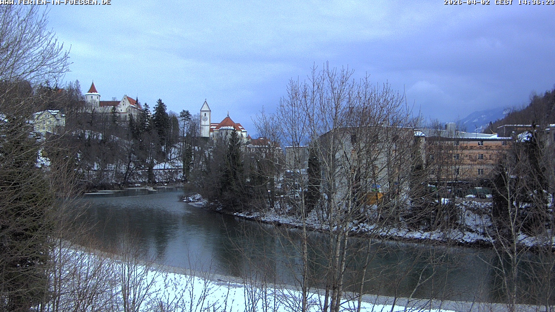 Archiv Foto Webcam Füssen: Blick auf Lech und Hohes Schloss