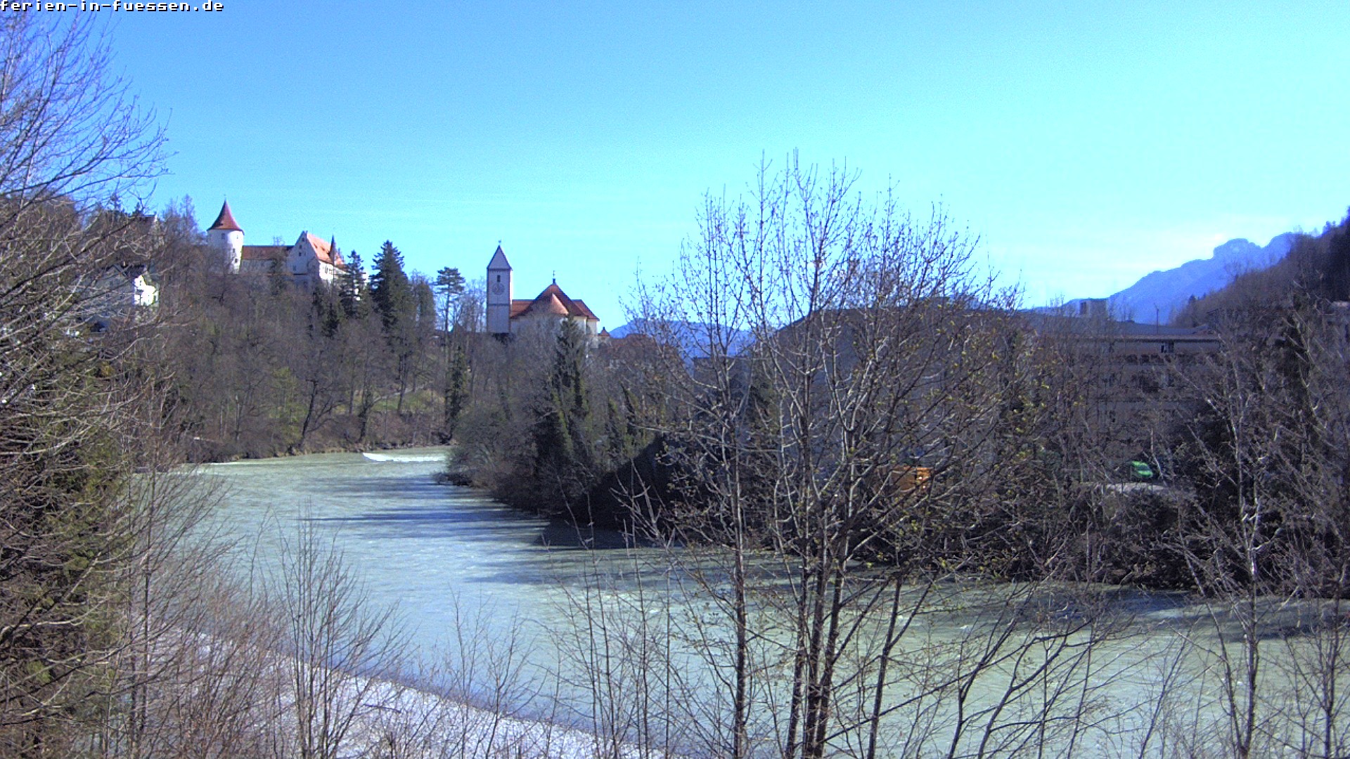 Archiv Foto Webcam Füssen: Blick auf Lech und Hohes Schloss