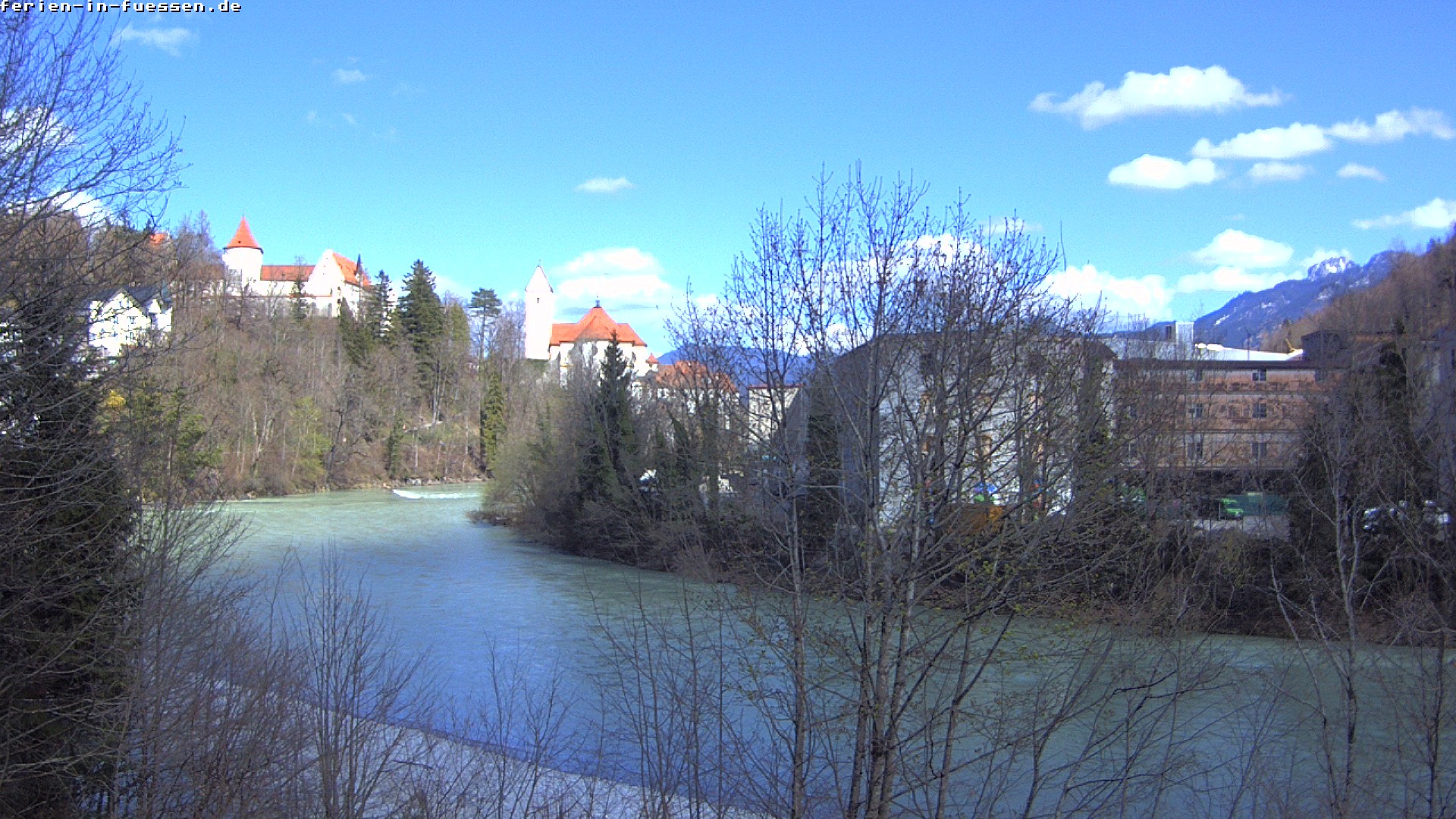 Archiv Foto Webcam Füssen: Blick auf Lech und Hohes Schloss
