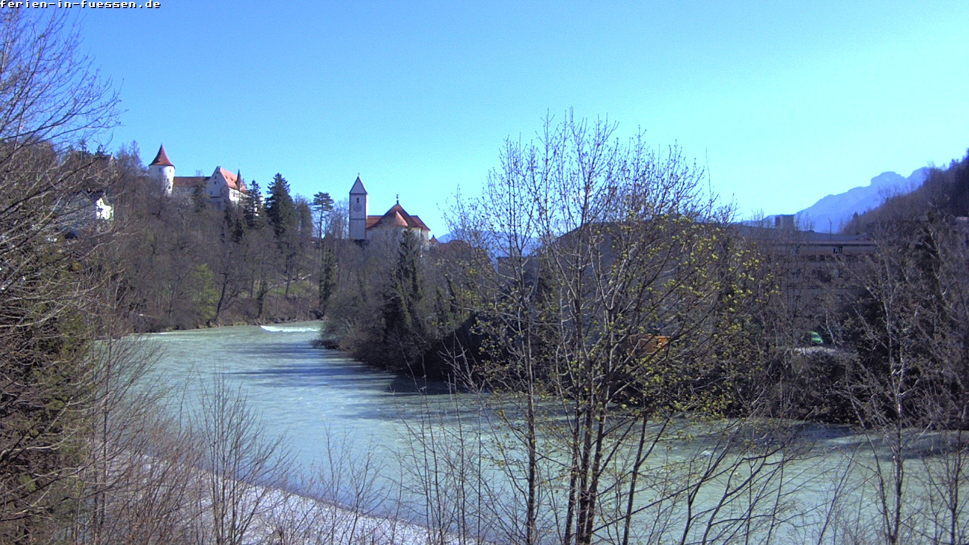 Archiv Foto Webcam Füssen: Blick auf Lech und Hohes Schloss