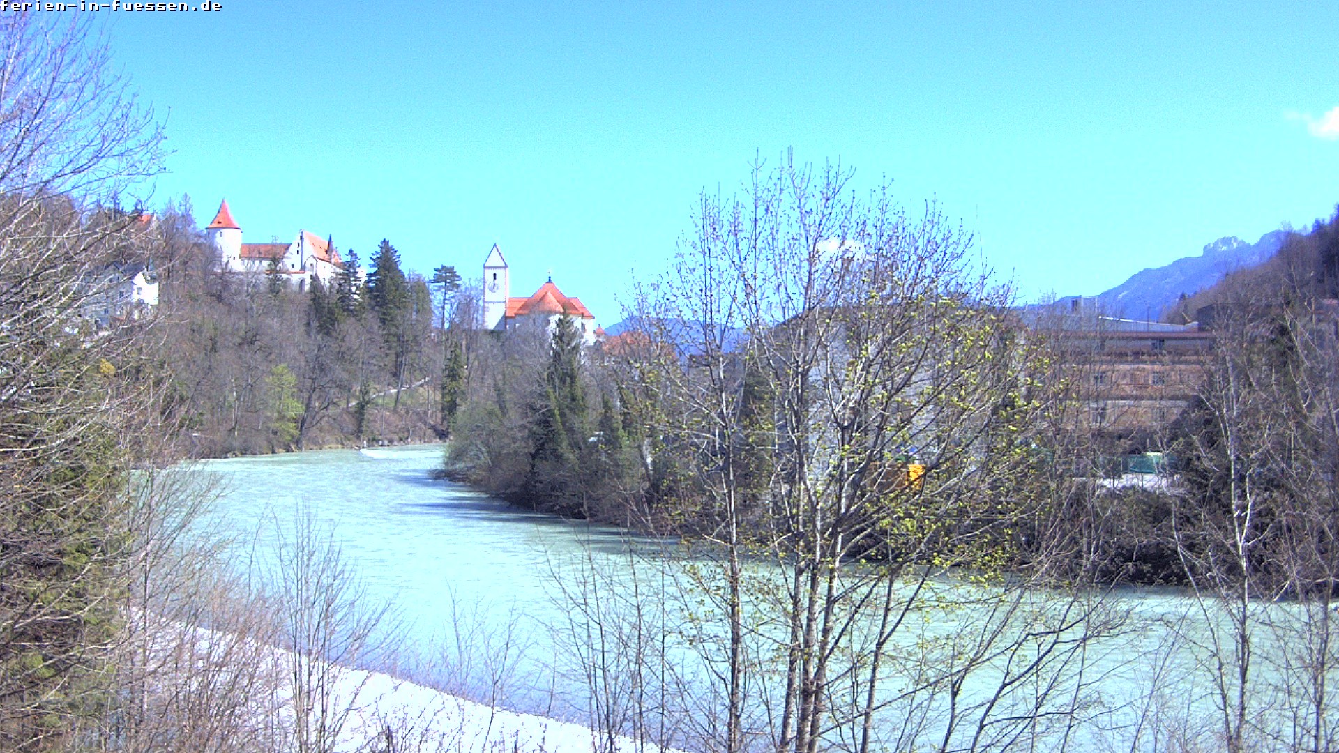Archiv Foto Webcam Füssen: Blick auf Lech und Hohes Schloss