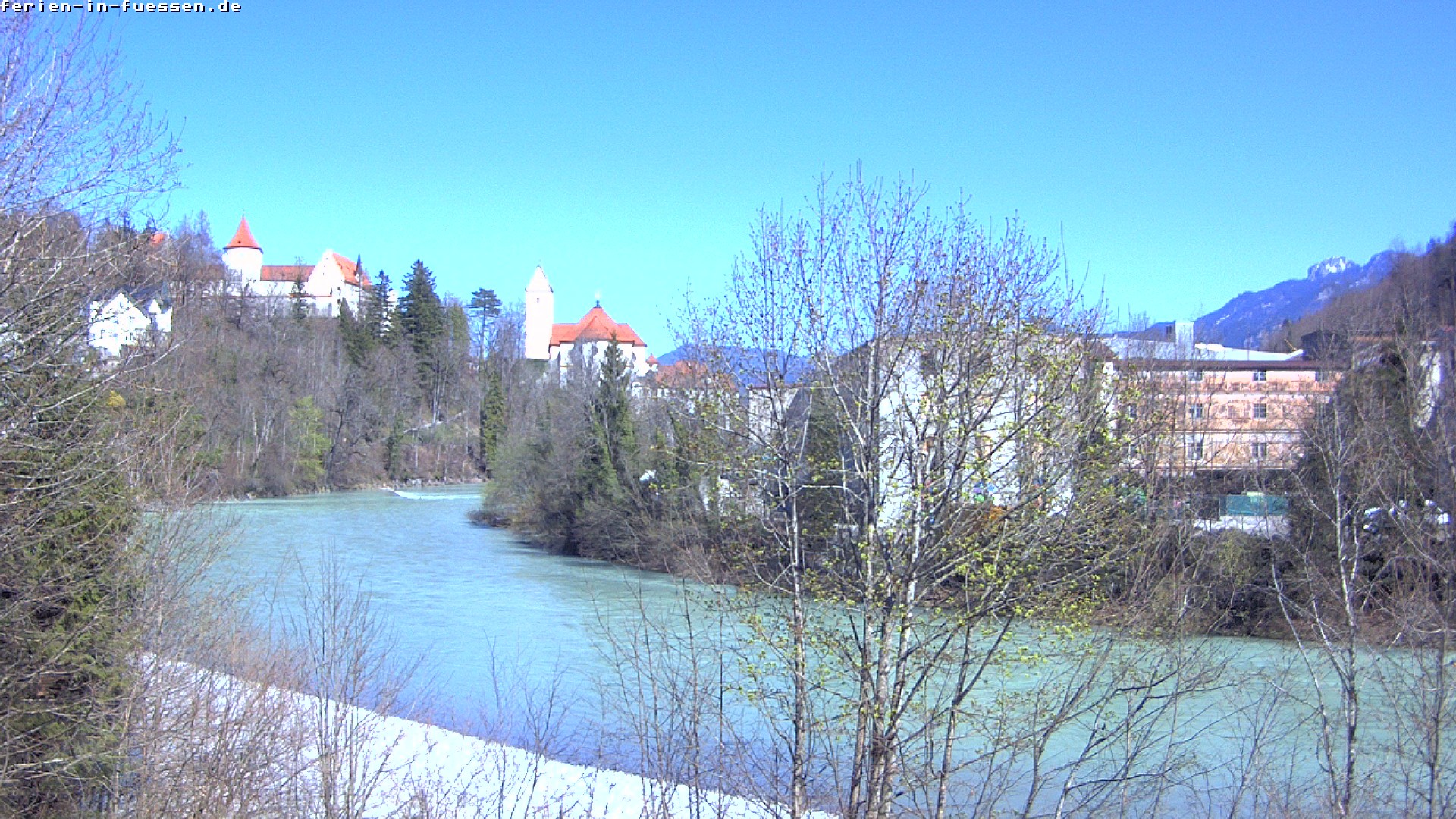 Archiv Foto Webcam Füssen: Blick auf Lech und Hohes Schloss