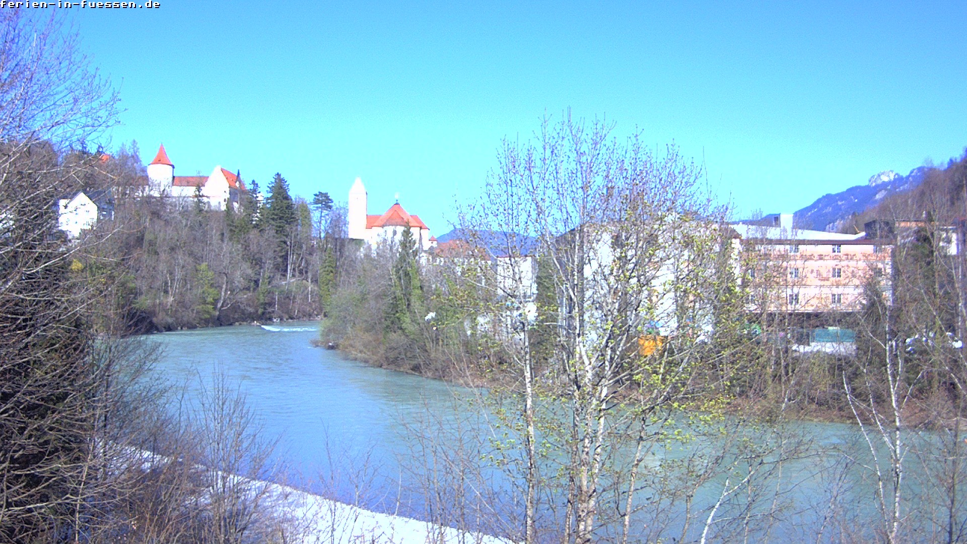 Archiv Foto Webcam Füssen: Blick auf Lech und Hohes Schloss