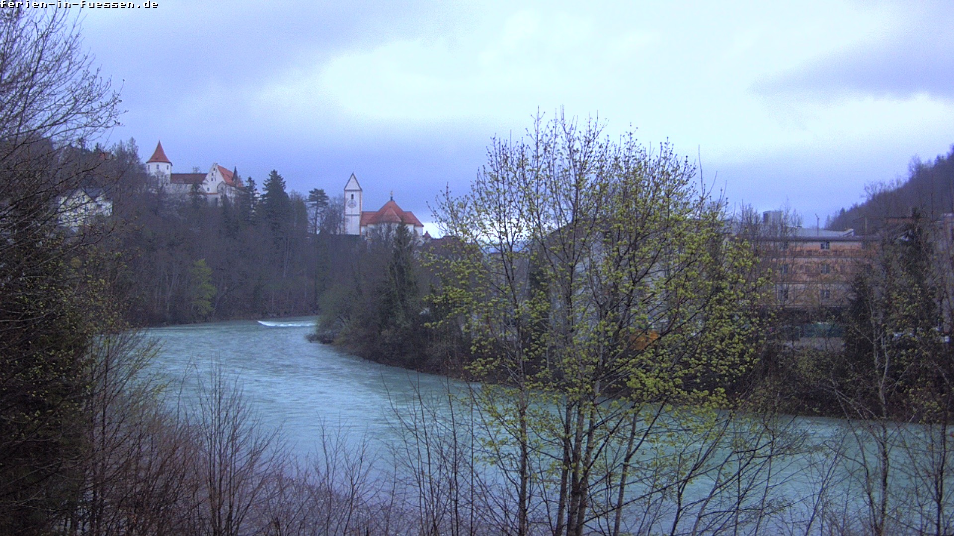 Archiv Foto Webcam Füssen: Blick auf Lech und Hohes Schloss