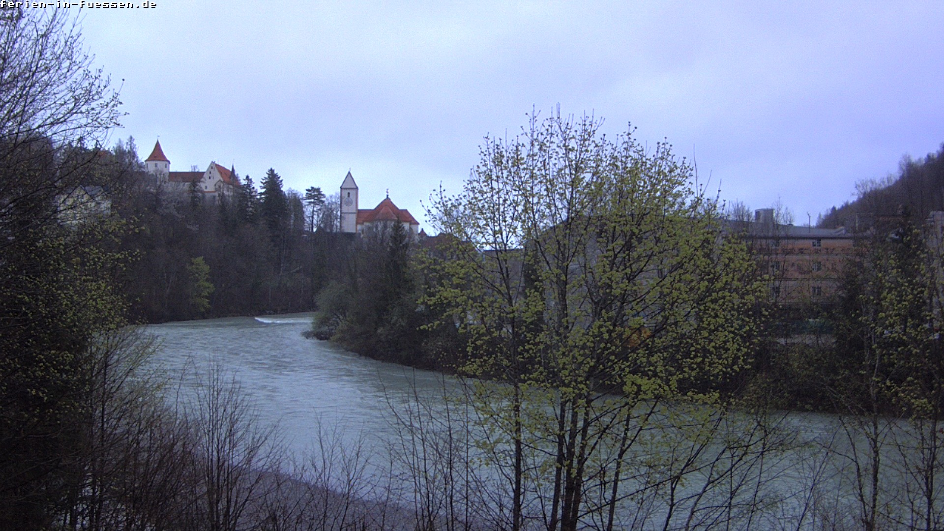 Archiv Foto Webcam Füssen: Blick auf Lech und Hohes Schloss