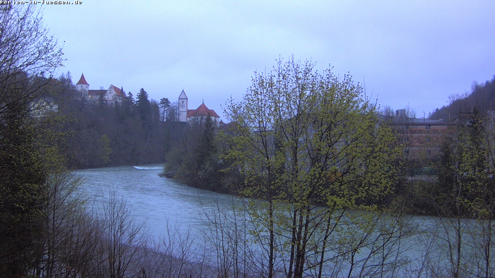 Archiv Foto Webcam Füssen: Blick auf Lech und Hohes Schloss