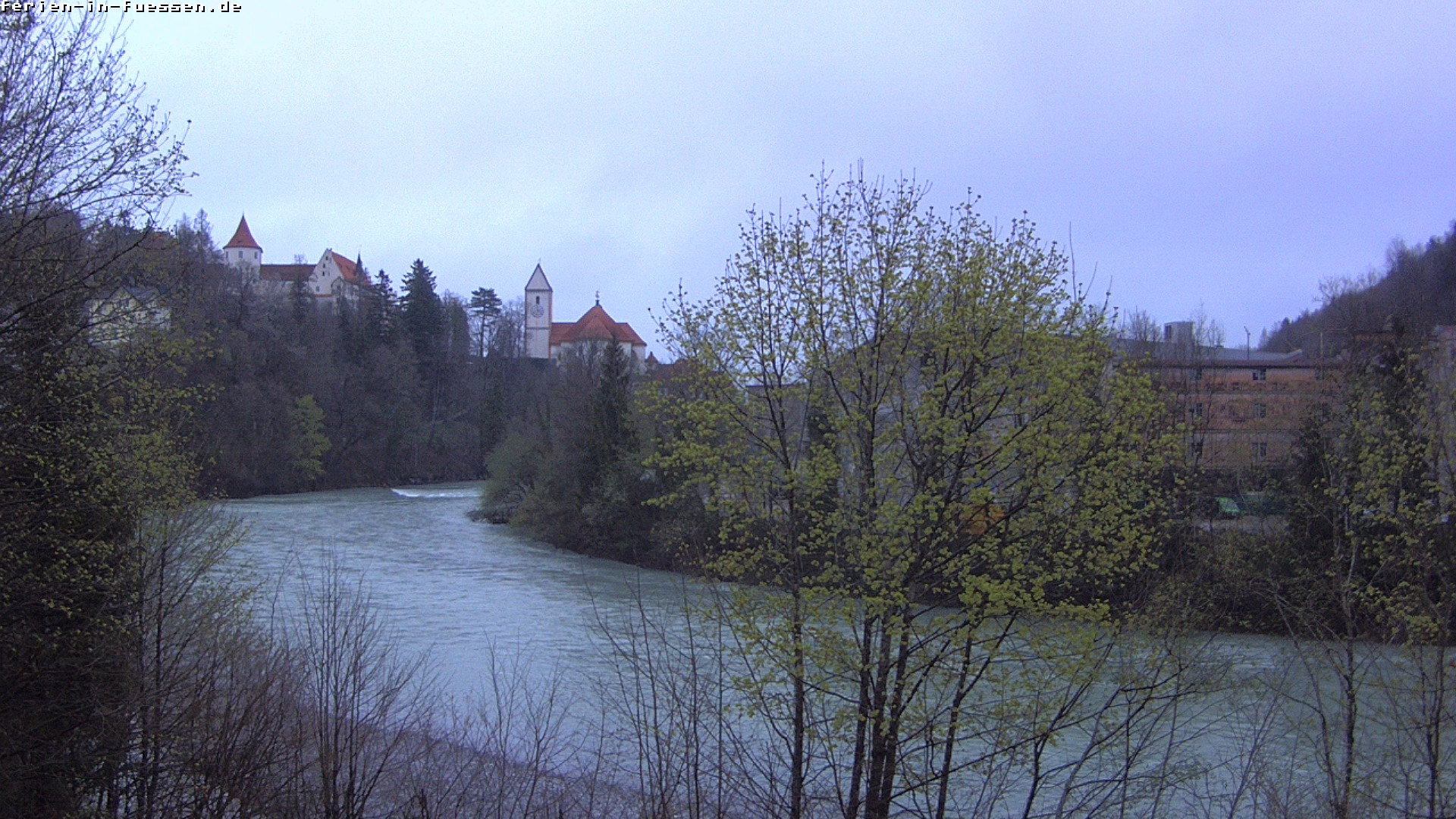 Archiv Foto Webcam Füssen: Blick auf Lech und Hohes Schloss