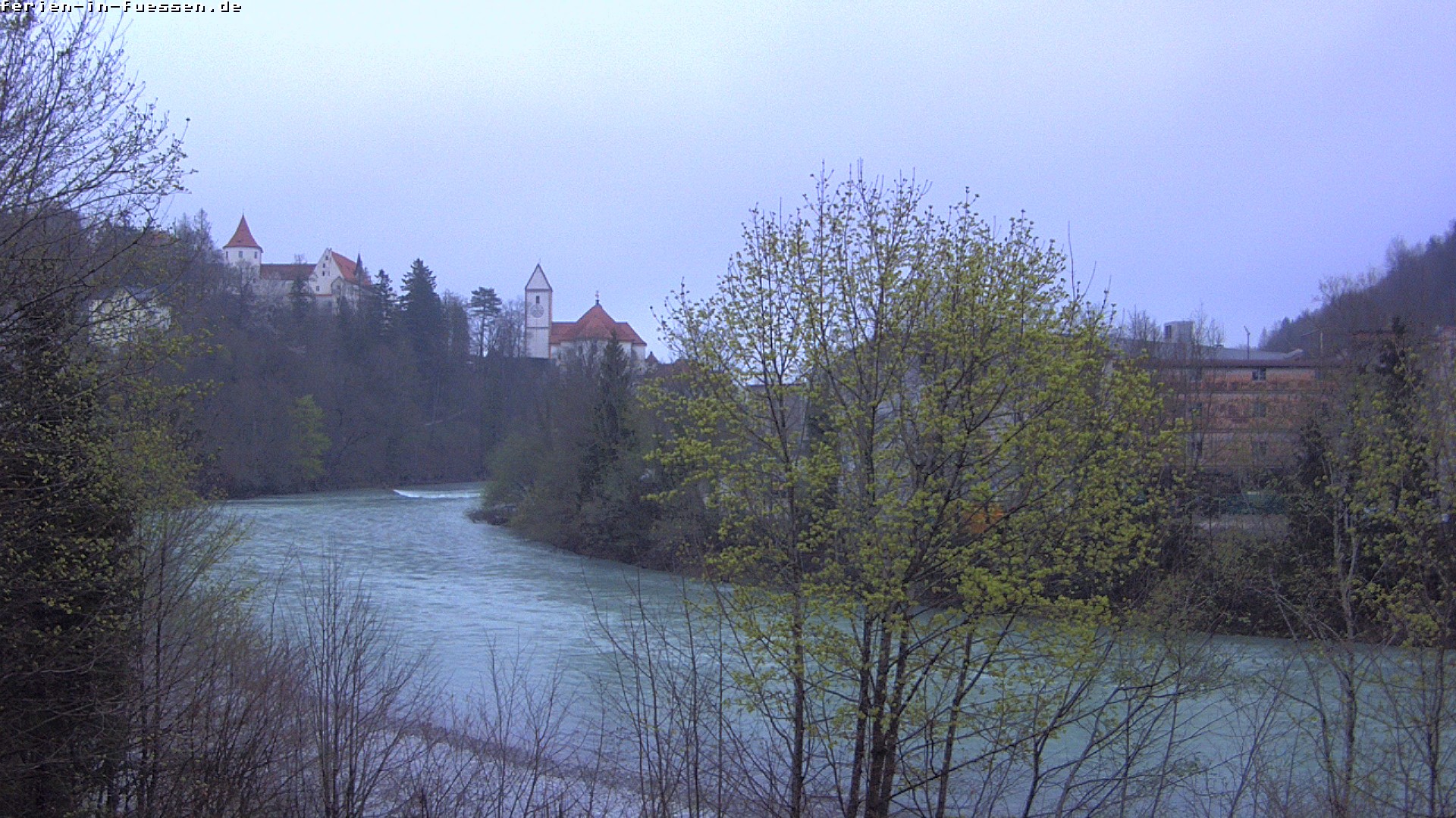 Archiv Foto Webcam Füssen: Blick auf Lech und Hohes Schloss