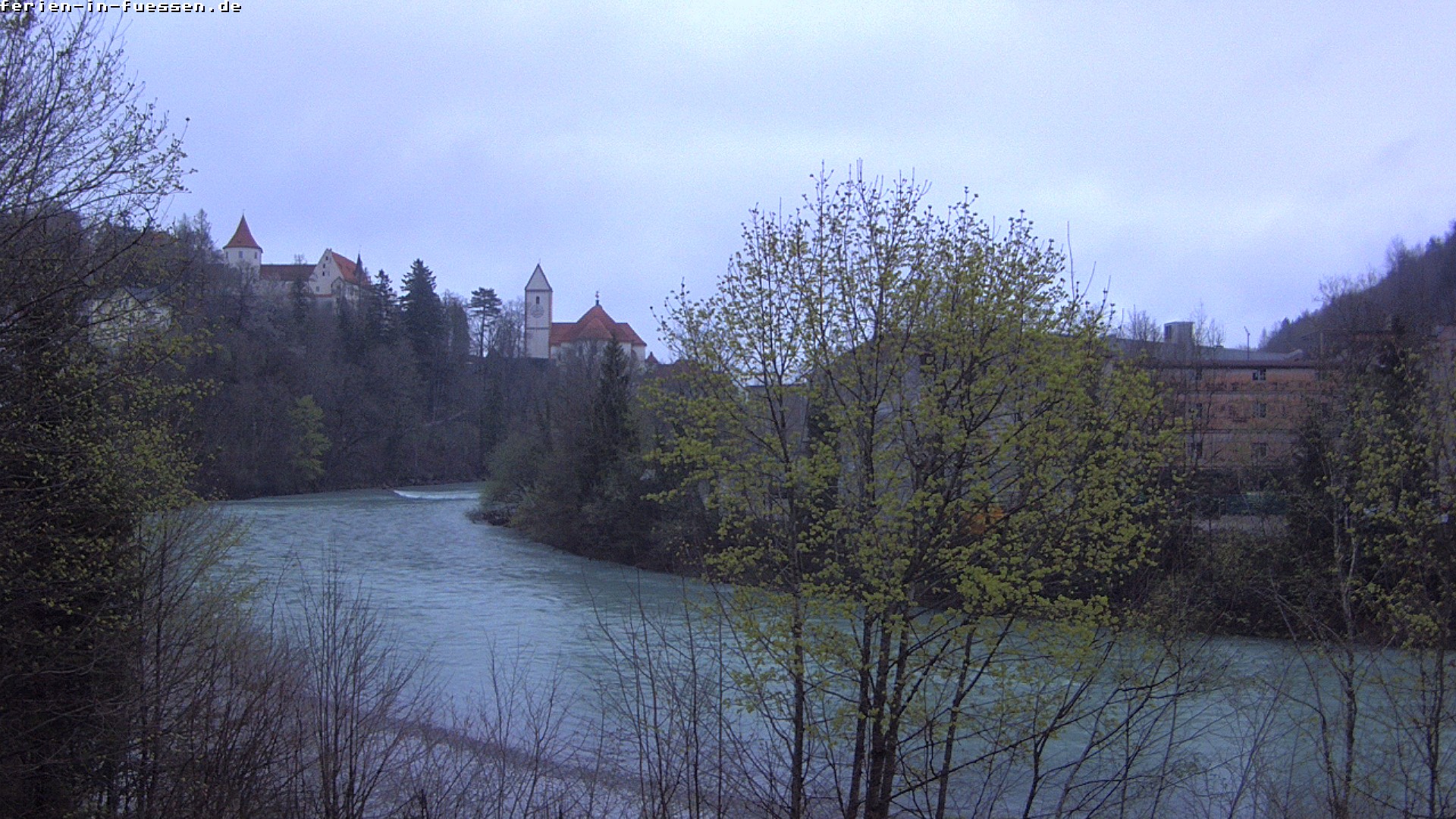 Archiv Foto Webcam Füssen: Blick auf Lech und Hohes Schloss
