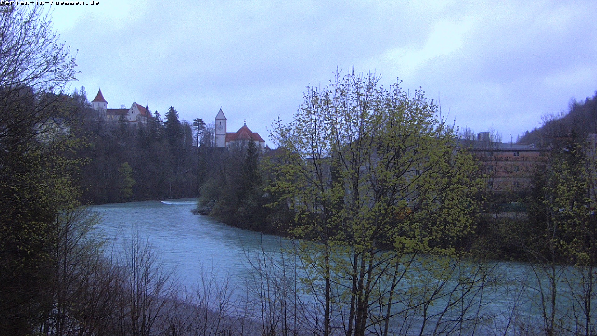 Archiv Foto Webcam Füssen: Blick auf Lech und Hohes Schloss