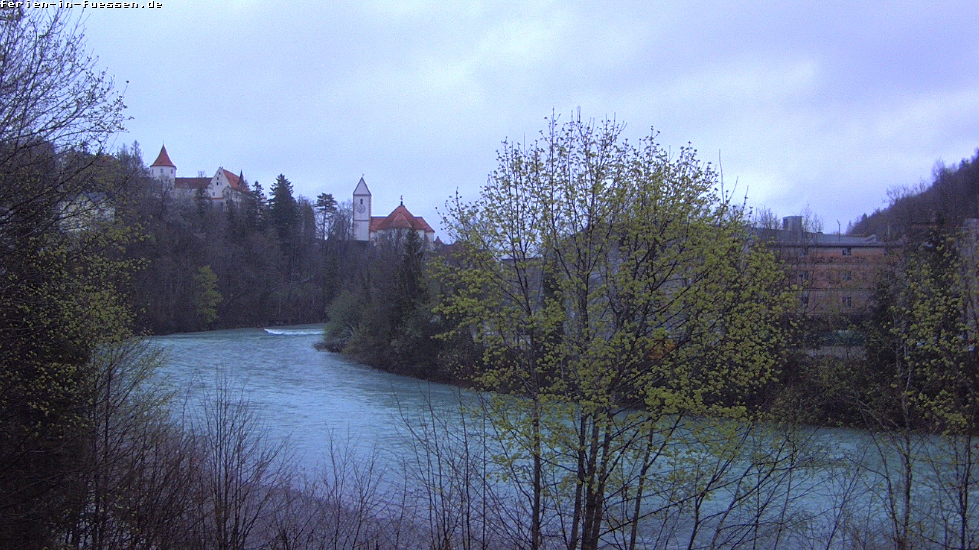 Archiv Foto Webcam Füssen: Blick auf Lech und Hohes Schloss