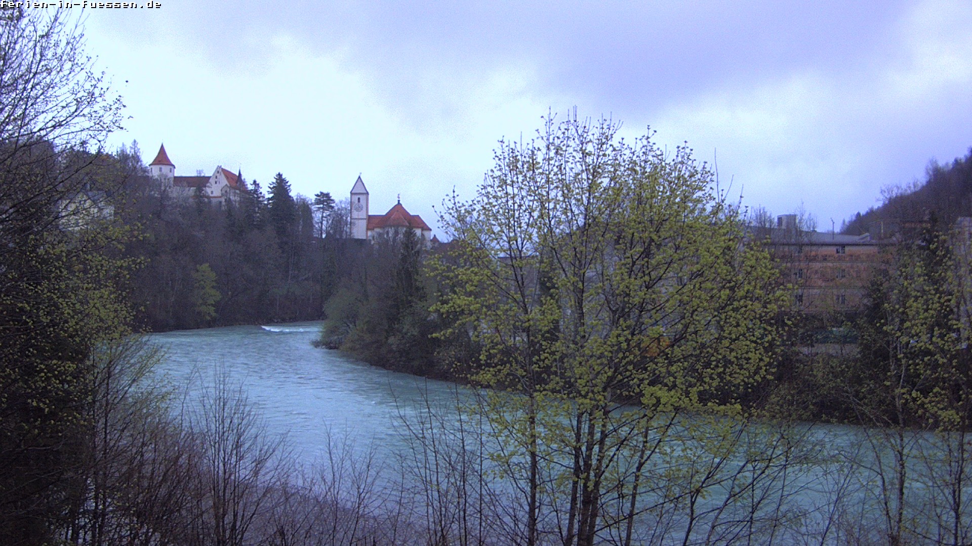 Archiv Foto Webcam Füssen: Blick auf Lech und Hohes Schloss