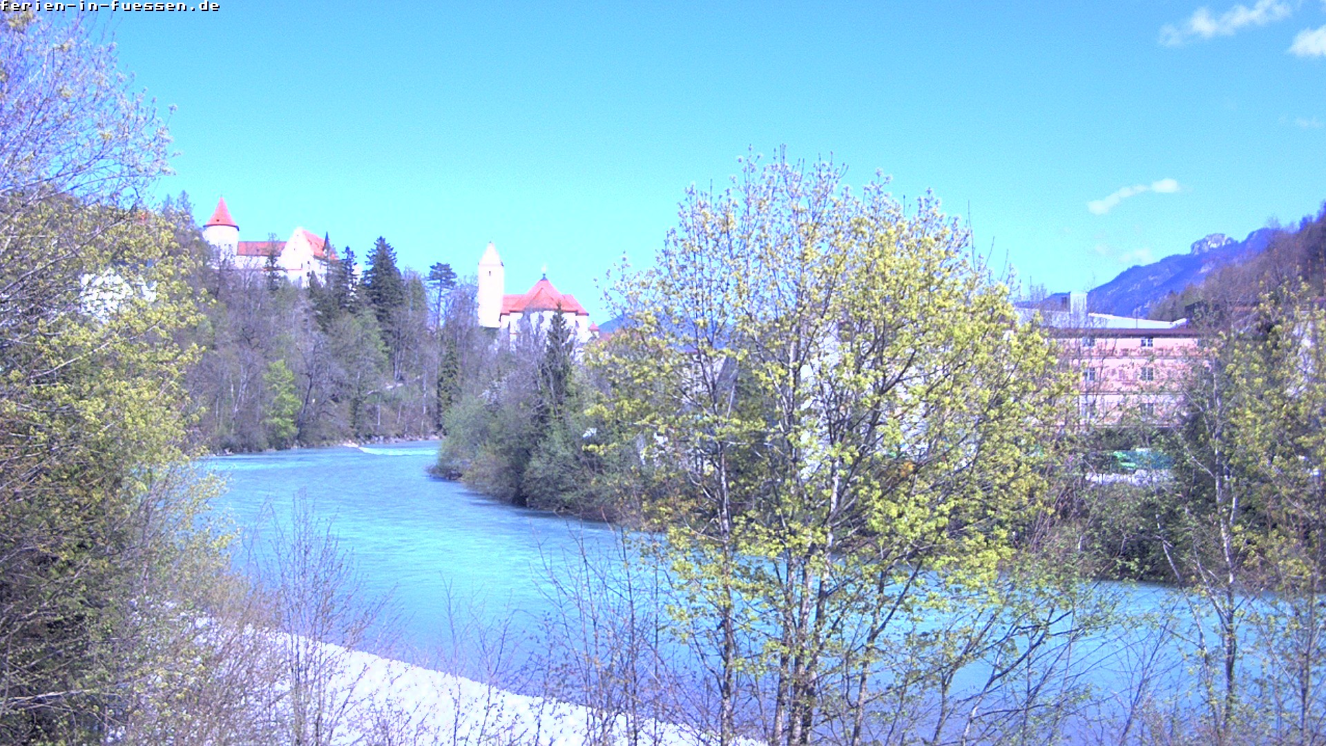 Archiv Foto Webcam Füssen: Blick auf Lech und Hohes Schloss