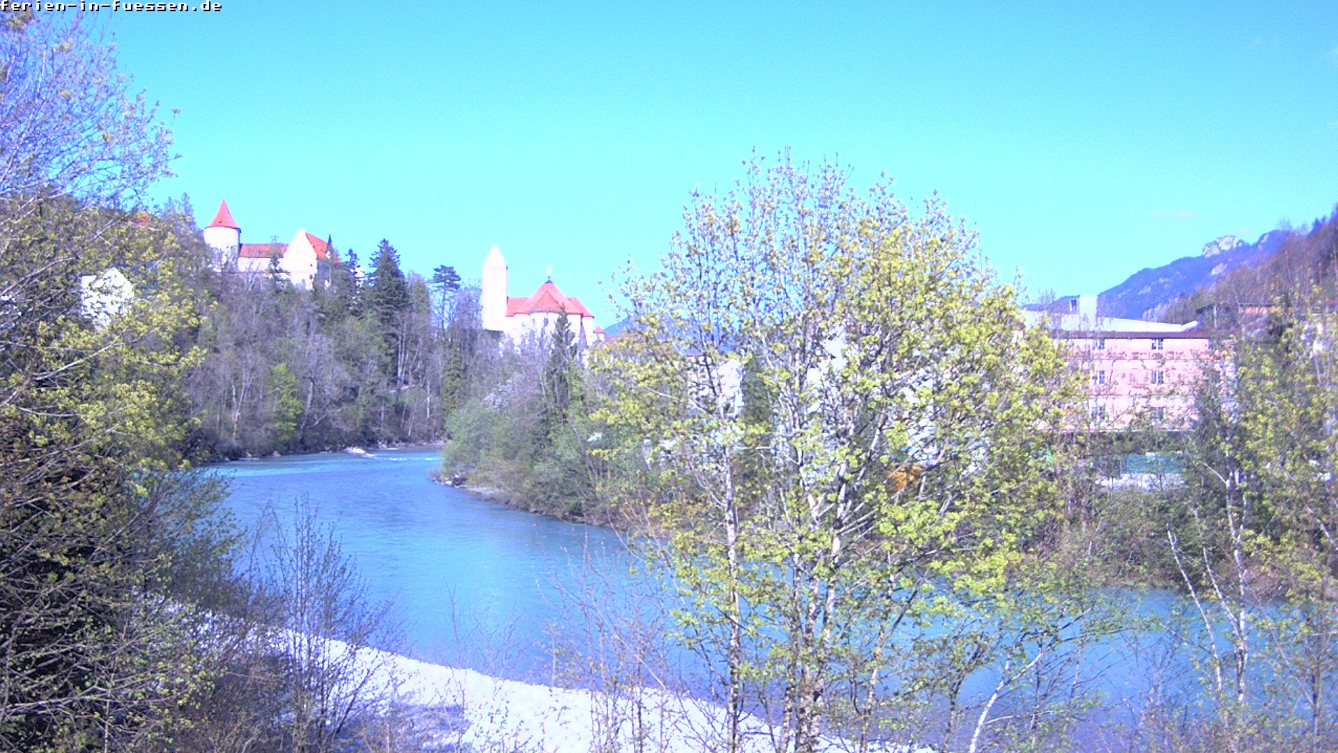 Archiv Foto Webcam Füssen: Blick auf Lech und Hohes Schloss