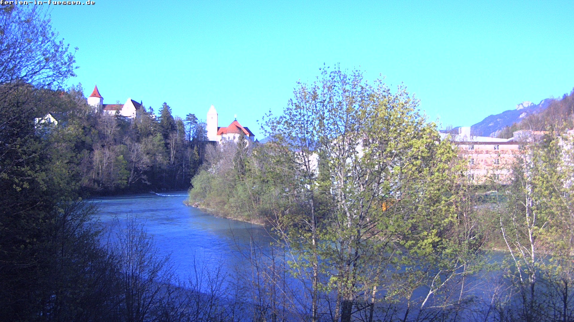 Archiv Foto Webcam Füssen: Blick auf Lech und Hohes Schloss