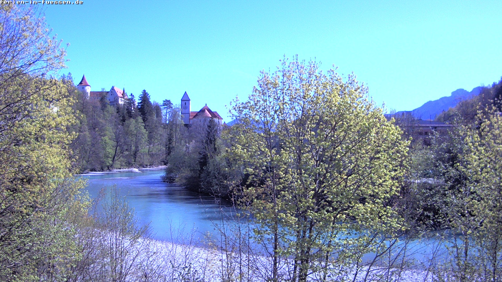 Archiv Foto Webcam Füssen: Blick auf Lech und Hohes Schloss