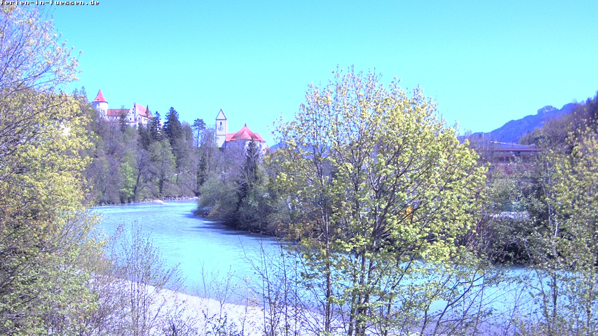 Archiv Foto Webcam Füssen: Blick auf Lech und Hohes Schloss