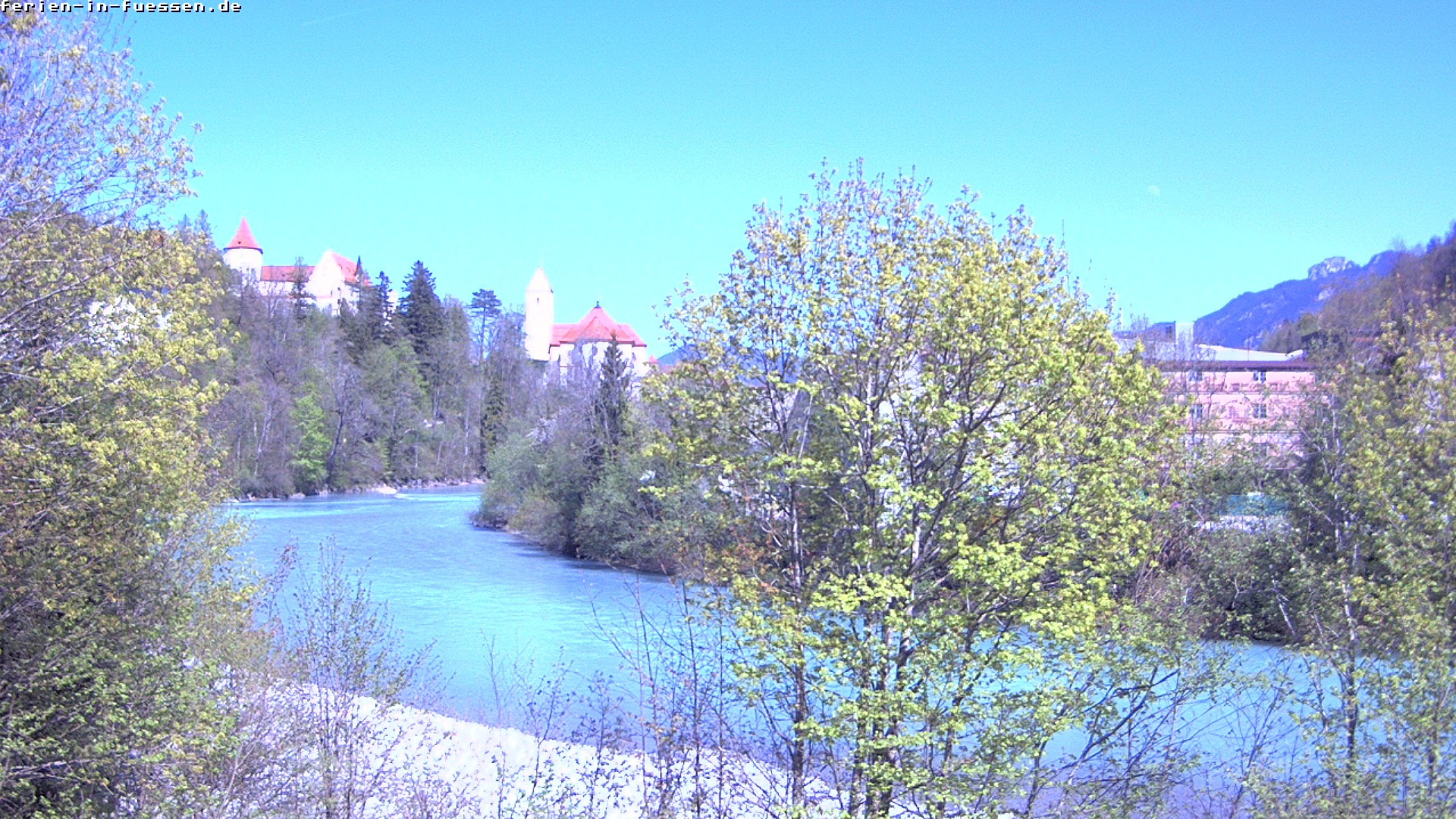 Archiv Foto Webcam Füssen: Blick auf Lech und Hohes Schloss