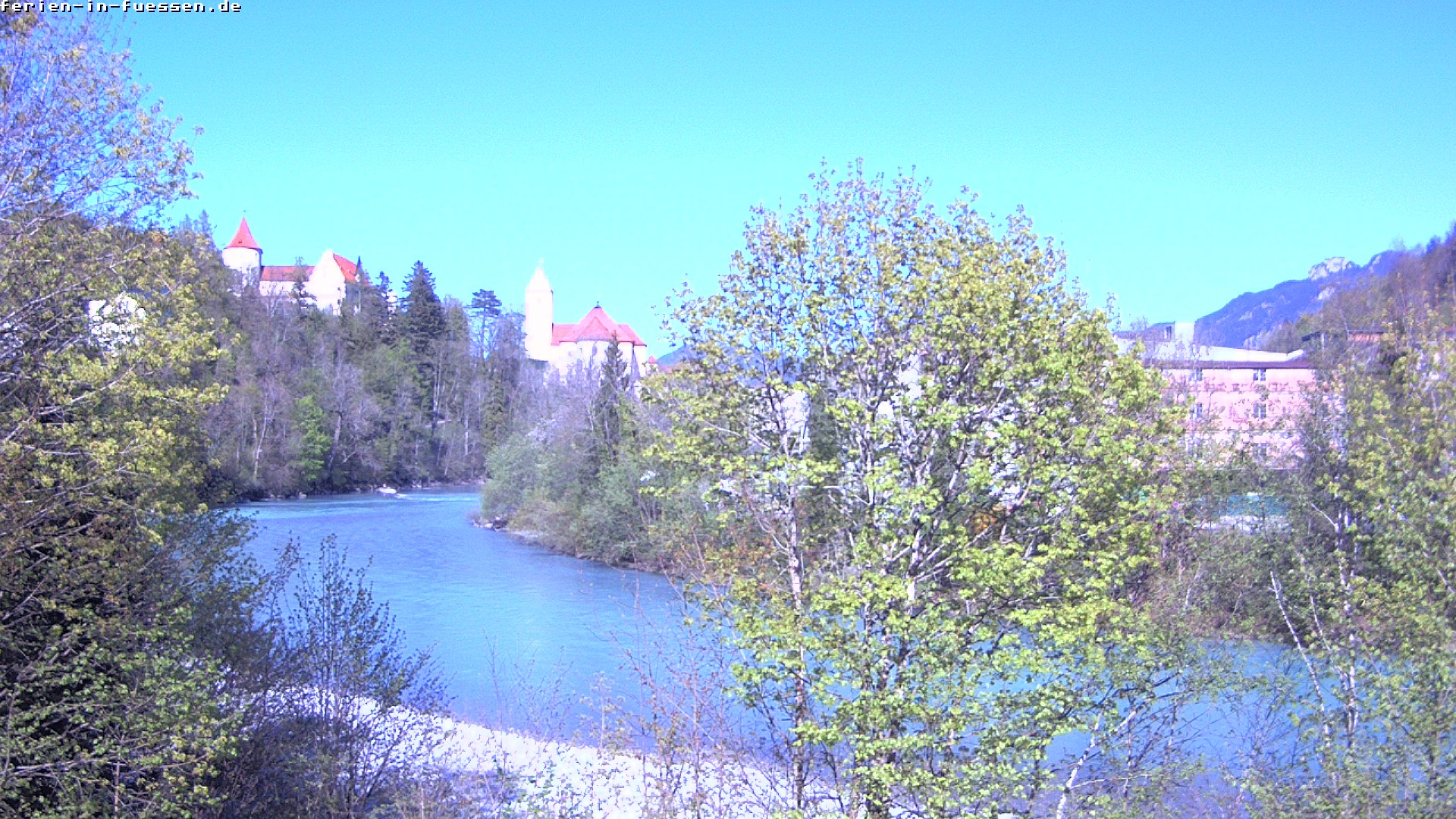 Archiv Foto Webcam Füssen: Blick auf Lech und Hohes Schloss