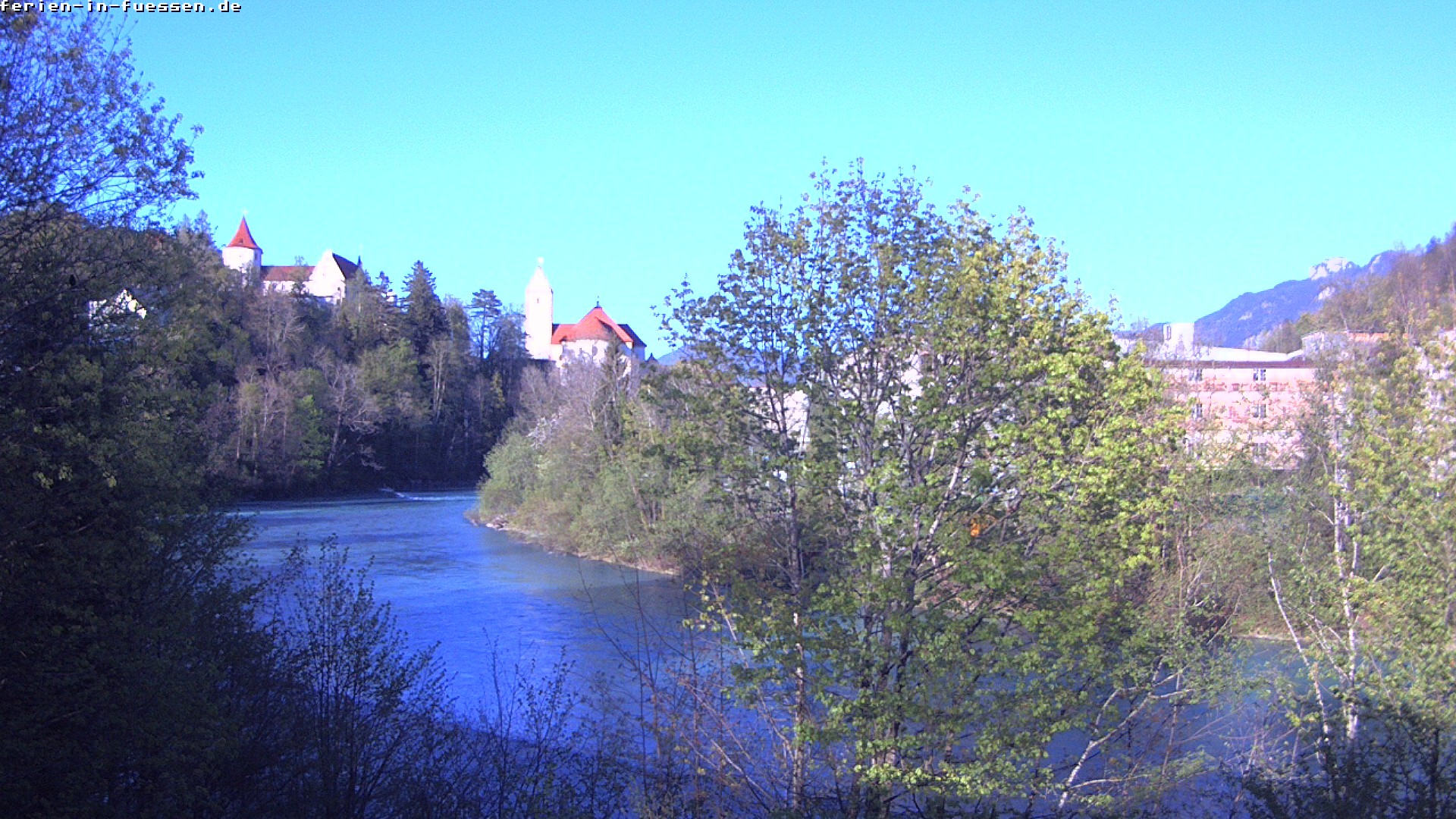 Archiv Foto Webcam Füssen: Blick auf Lech und Hohes Schloss