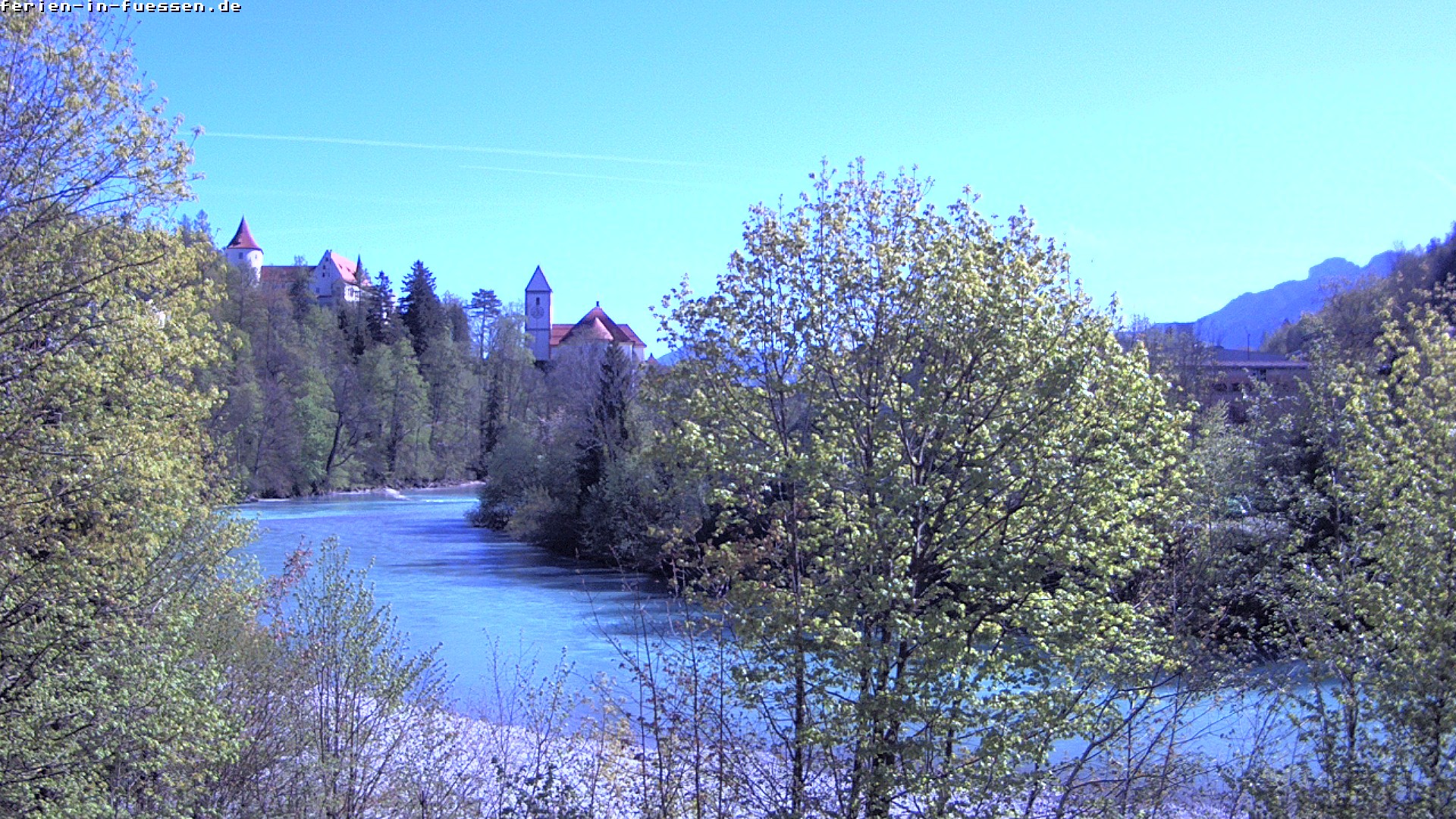 Archiv Foto Webcam Füssen: Blick auf Lech und Hohes Schloss