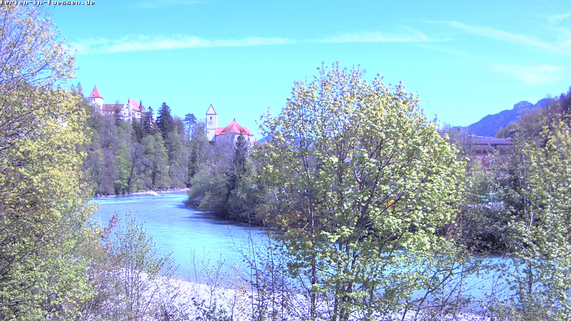 Archiv Foto Webcam Füssen: Blick auf Lech und Hohes Schloss