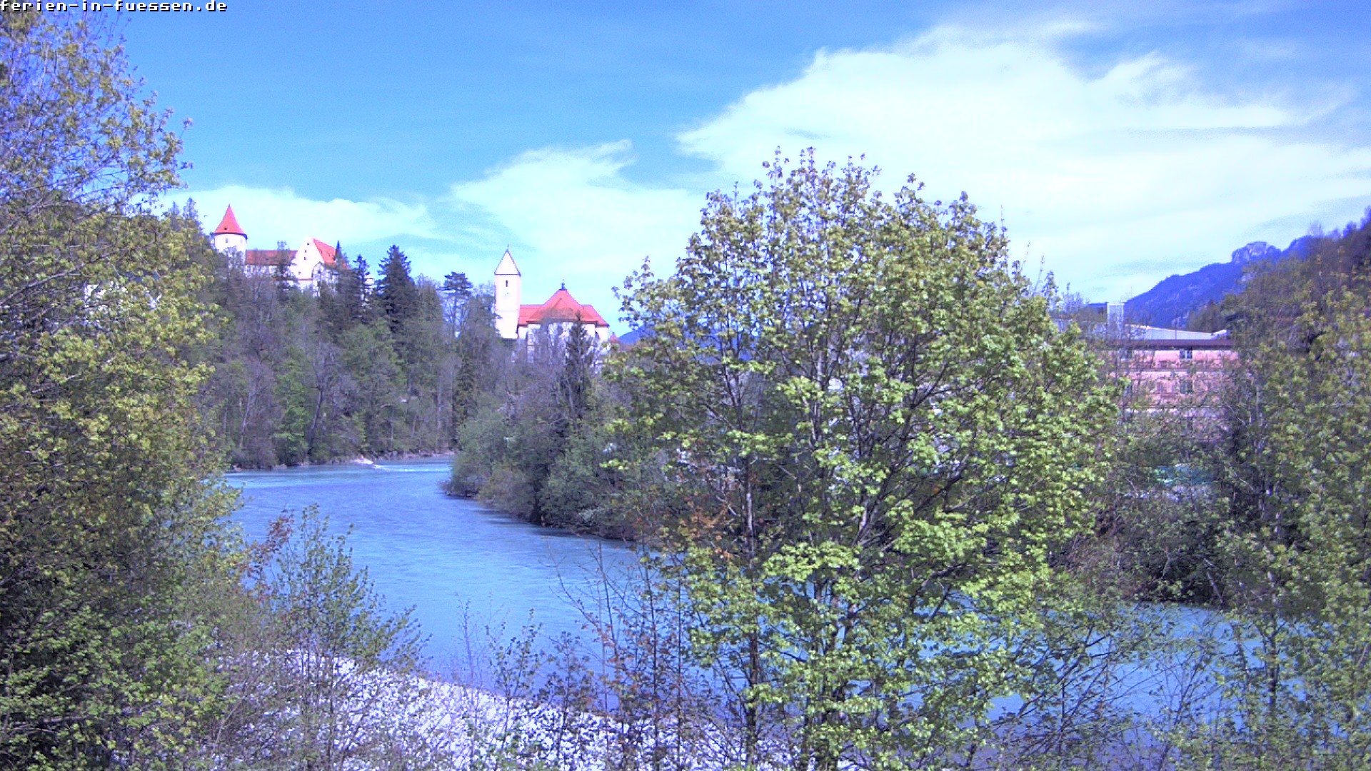 Archiv Foto Webcam Füssen: Blick auf Lech und Hohes Schloss