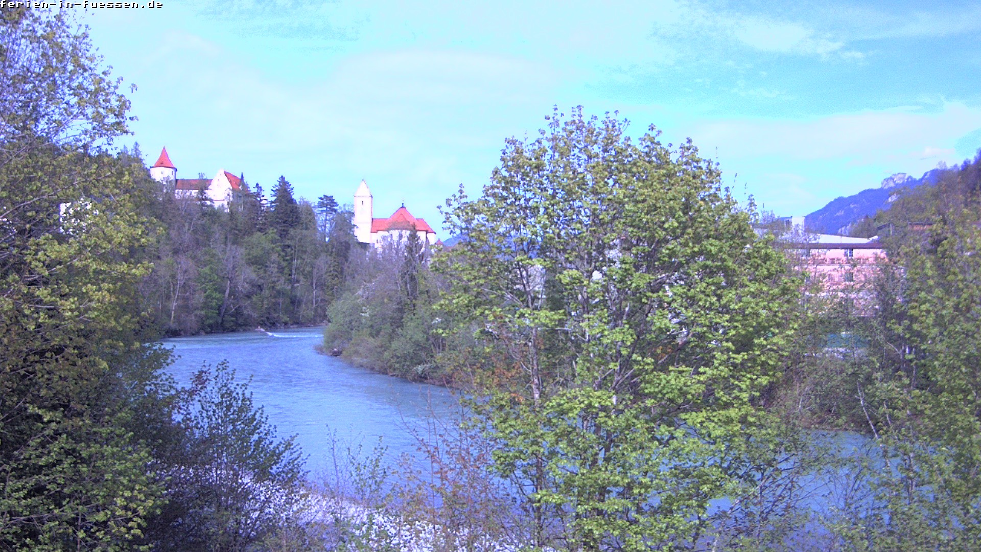 Archiv Foto Webcam Füssen: Blick auf Lech und Hohes Schloss