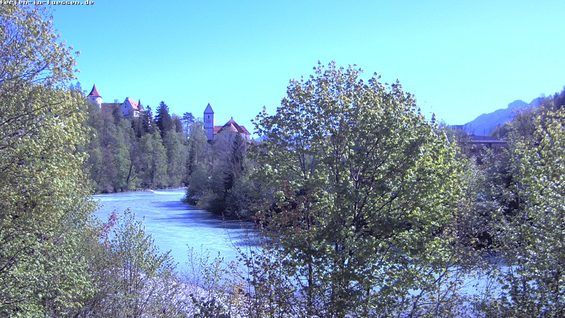 Archiv Foto Webcam Füssen: Blick auf Lech und Hohes Schloss