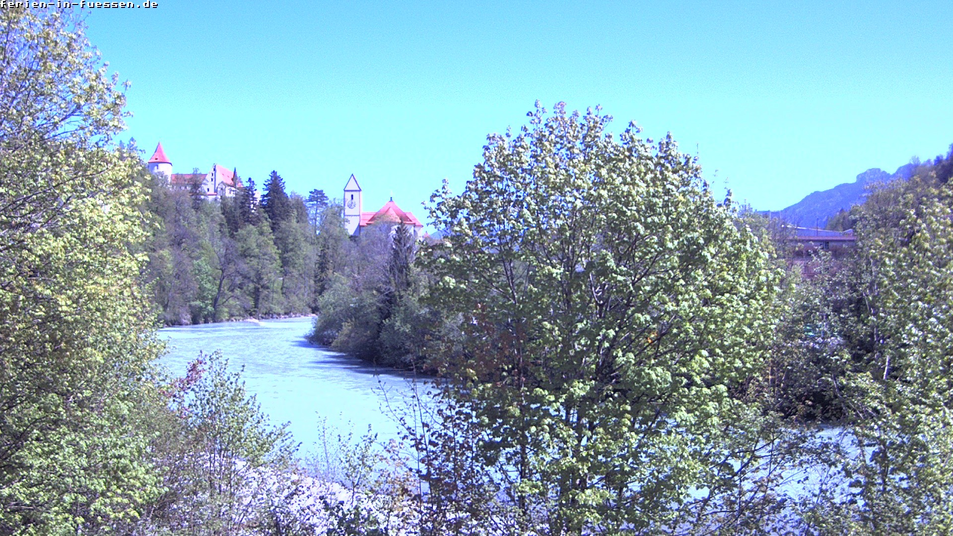 Archiv Foto Webcam Füssen: Blick auf Lech und Hohes Schloss