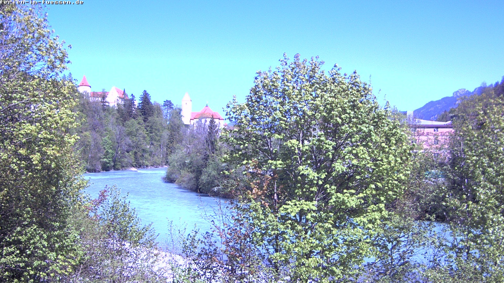 Archiv Foto Webcam Füssen: Blick auf Lech und Hohes Schloss