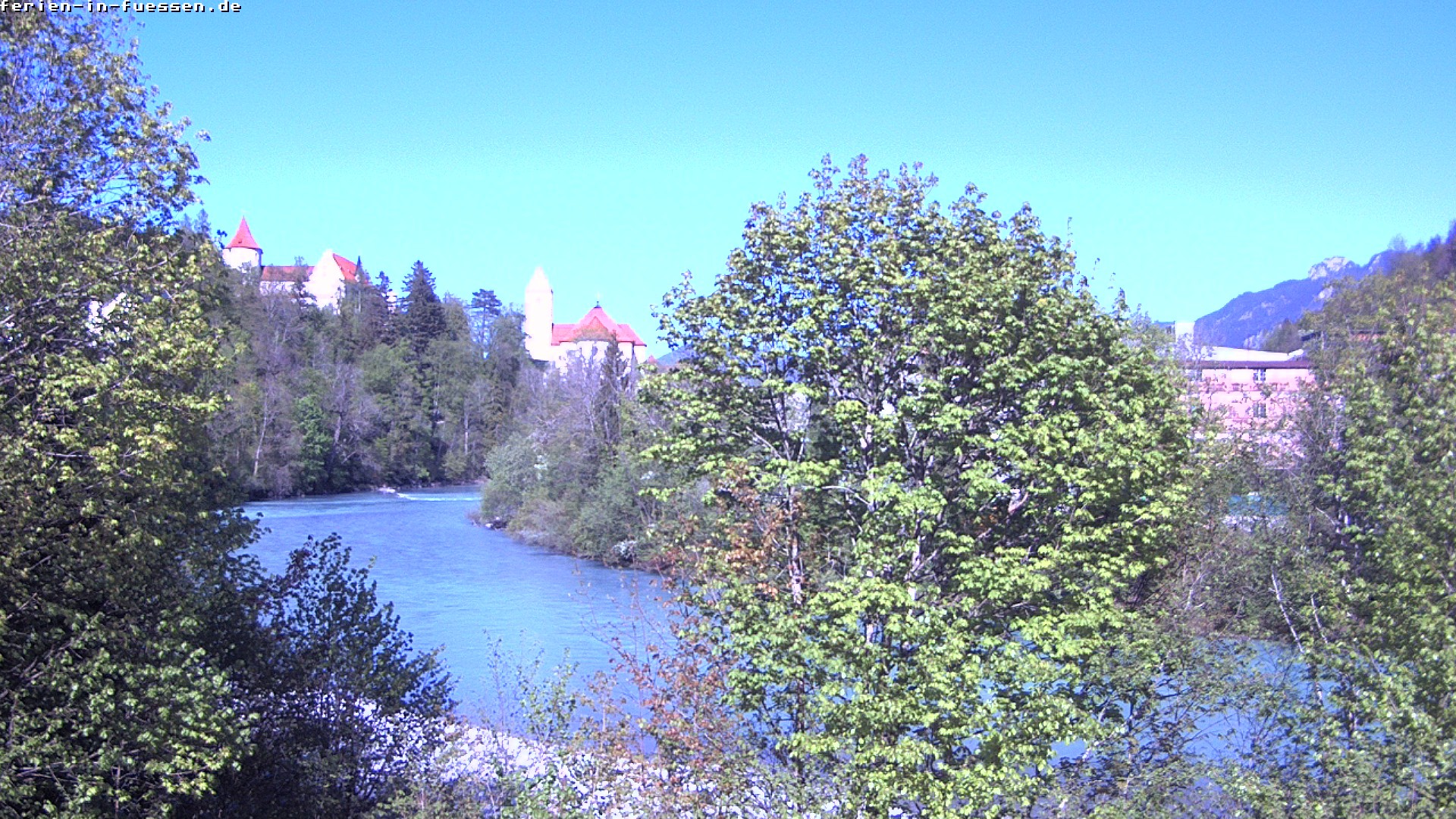 Archiv Foto Webcam Füssen: Blick auf Lech und Hohes Schloss