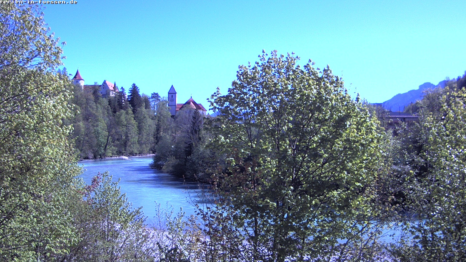 Archiv Foto Webcam Füssen: Blick auf Lech und Hohes Schloss