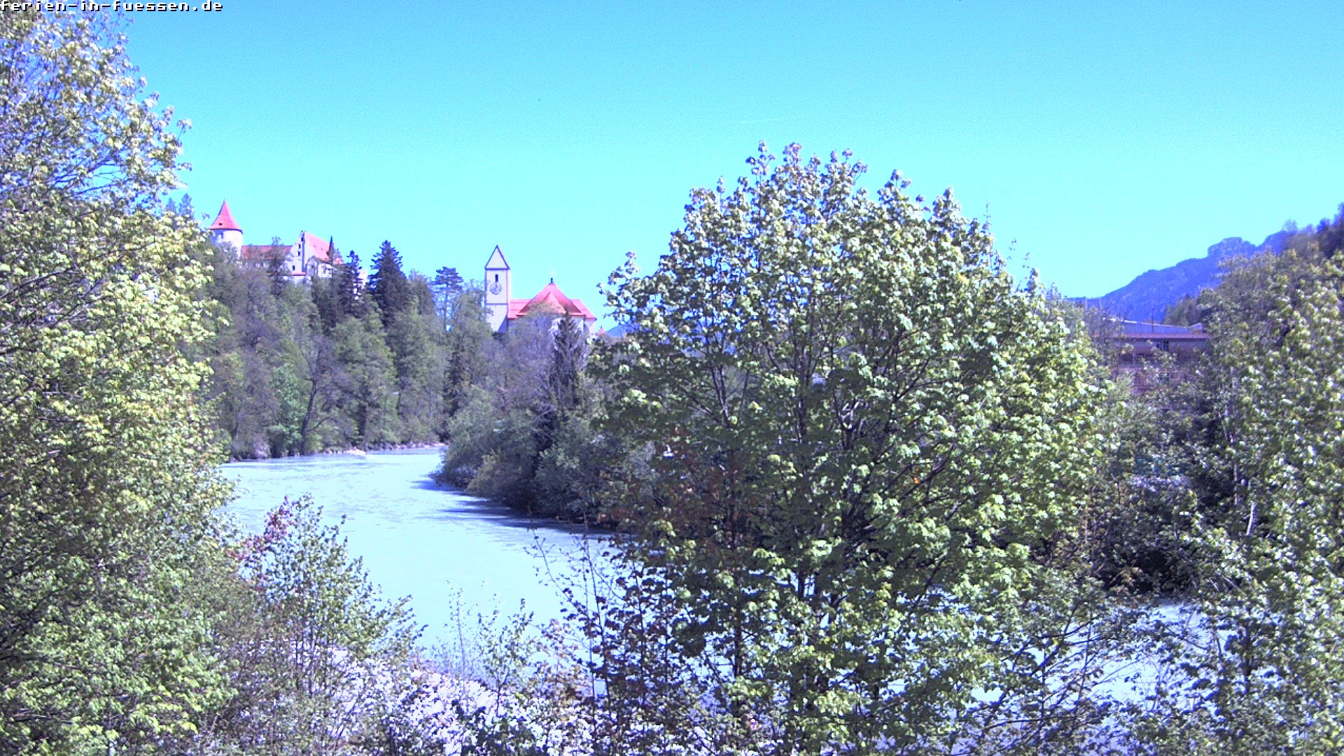 Archiv Foto Webcam Füssen: Blick auf Lech und Hohes Schloss