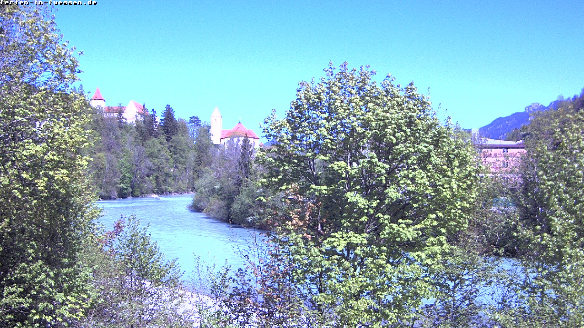 Archiv Foto Webcam Füssen: Blick auf Lech und Hohes Schloss