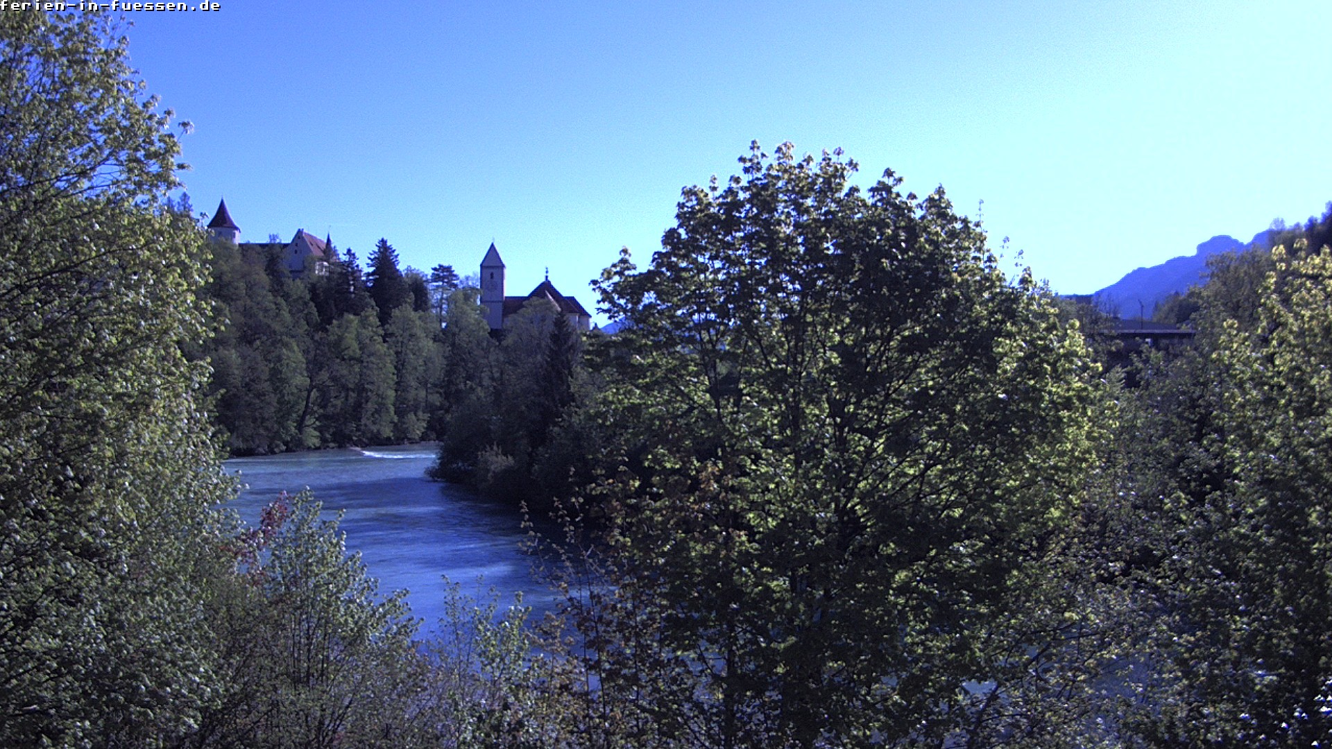 Archiv Foto Webcam Füssen: Blick auf Lech und Hohes Schloss