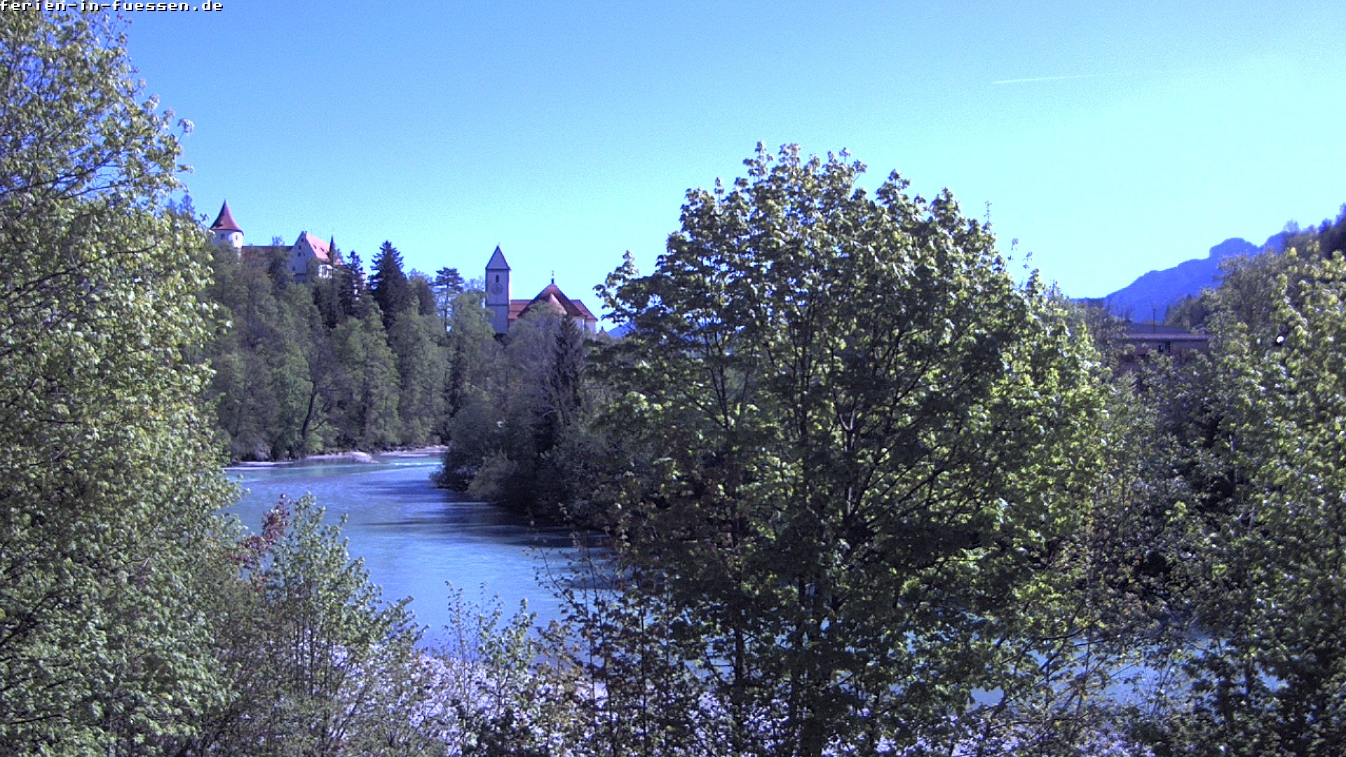 Archiv Foto Webcam Füssen: Blick auf Lech und Hohes Schloss