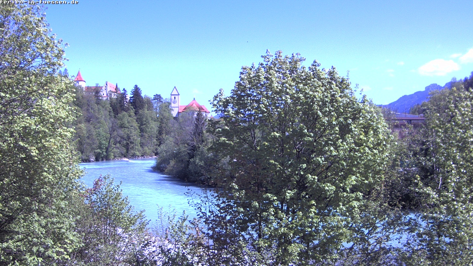 Archiv Foto Webcam Füssen: Blick auf Lech und Hohes Schloss