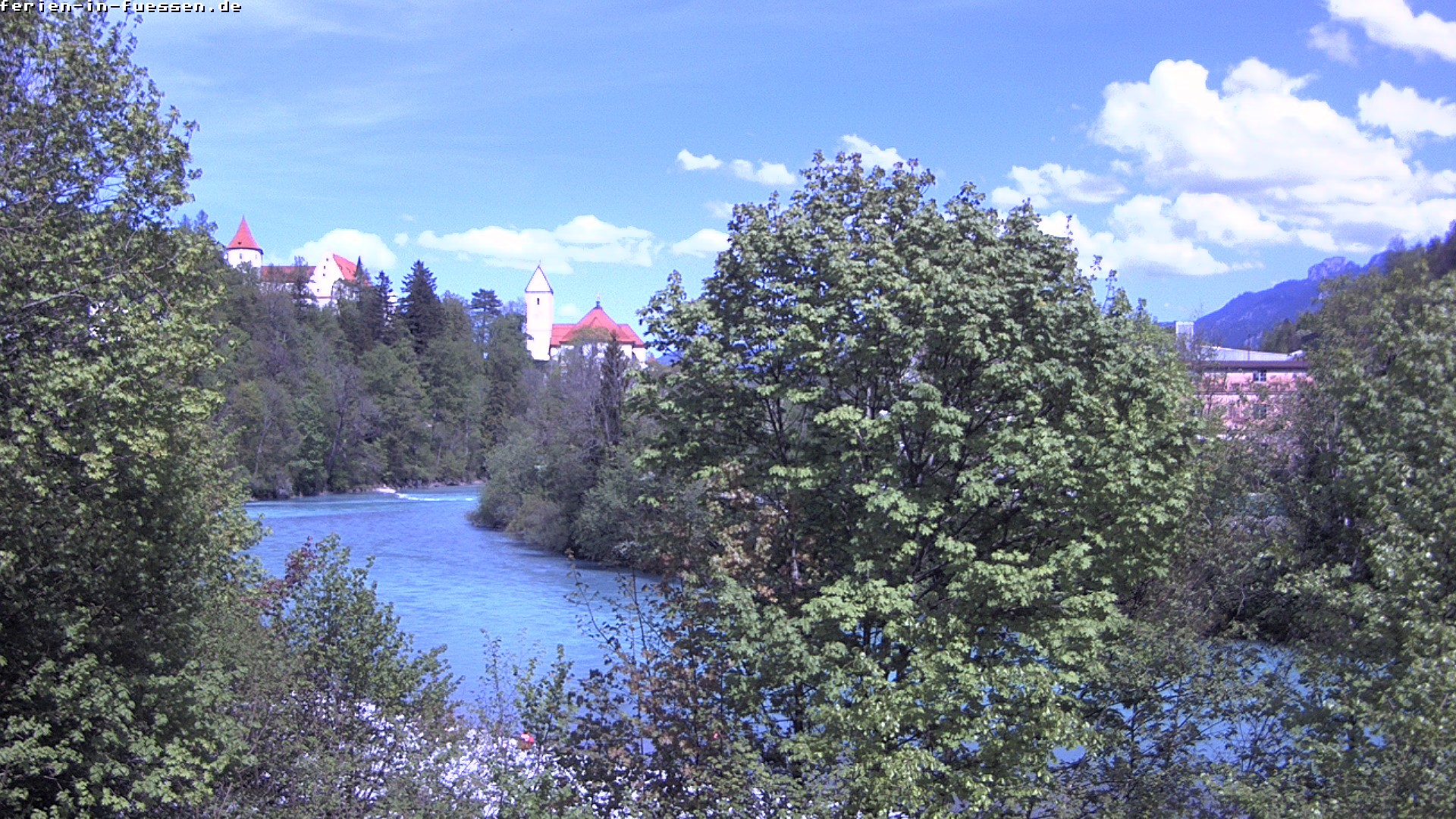 Archiv Foto Webcam Füssen: Blick auf Lech und Hohes Schloss