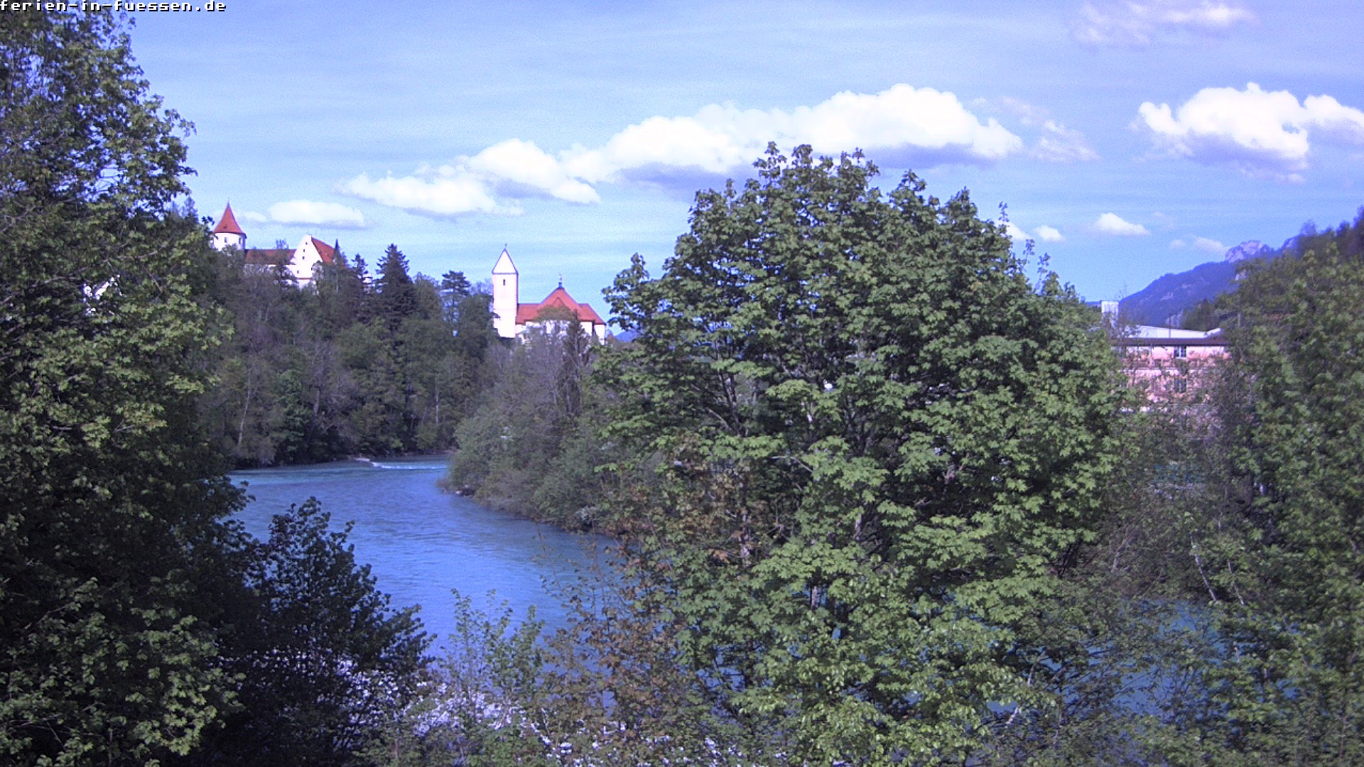 Archiv Foto Webcam Füssen: Blick auf Lech und Hohes Schloss