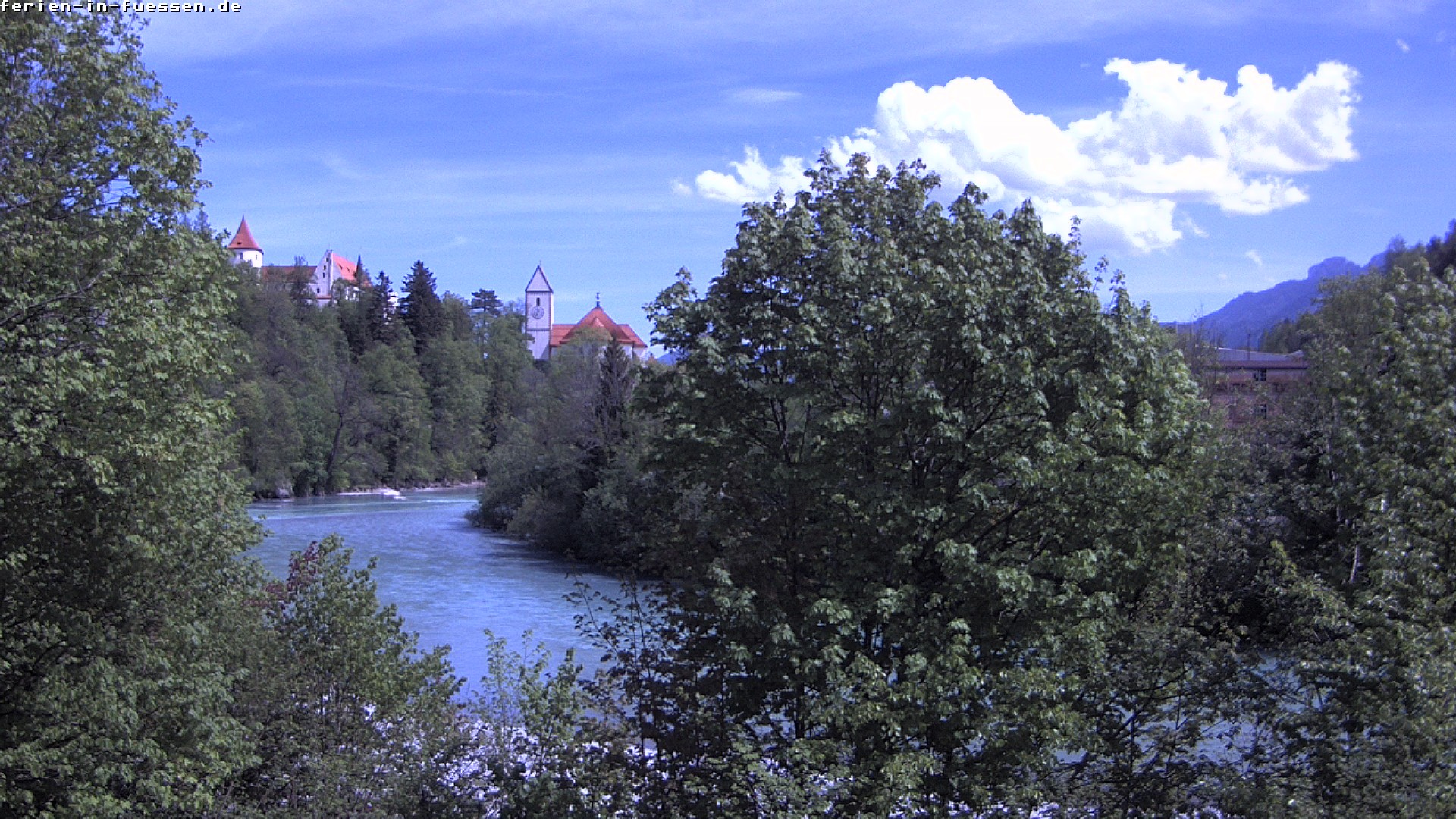 Archiv Foto Webcam Füssen: Blick auf Lech und Hohes Schloss