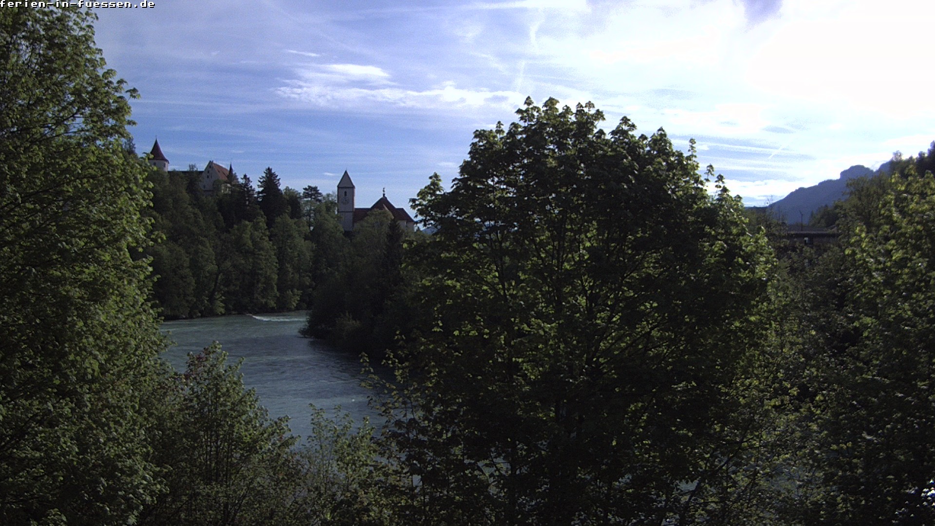 Archiv Foto Webcam Füssen: Blick auf Lech und Hohes Schloss
