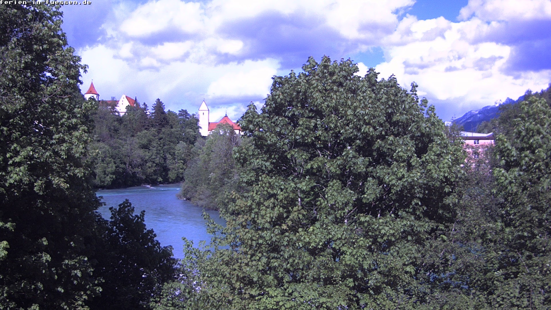 Archiv Foto Webcam Füssen: Blick auf Lech und Hohes Schloss